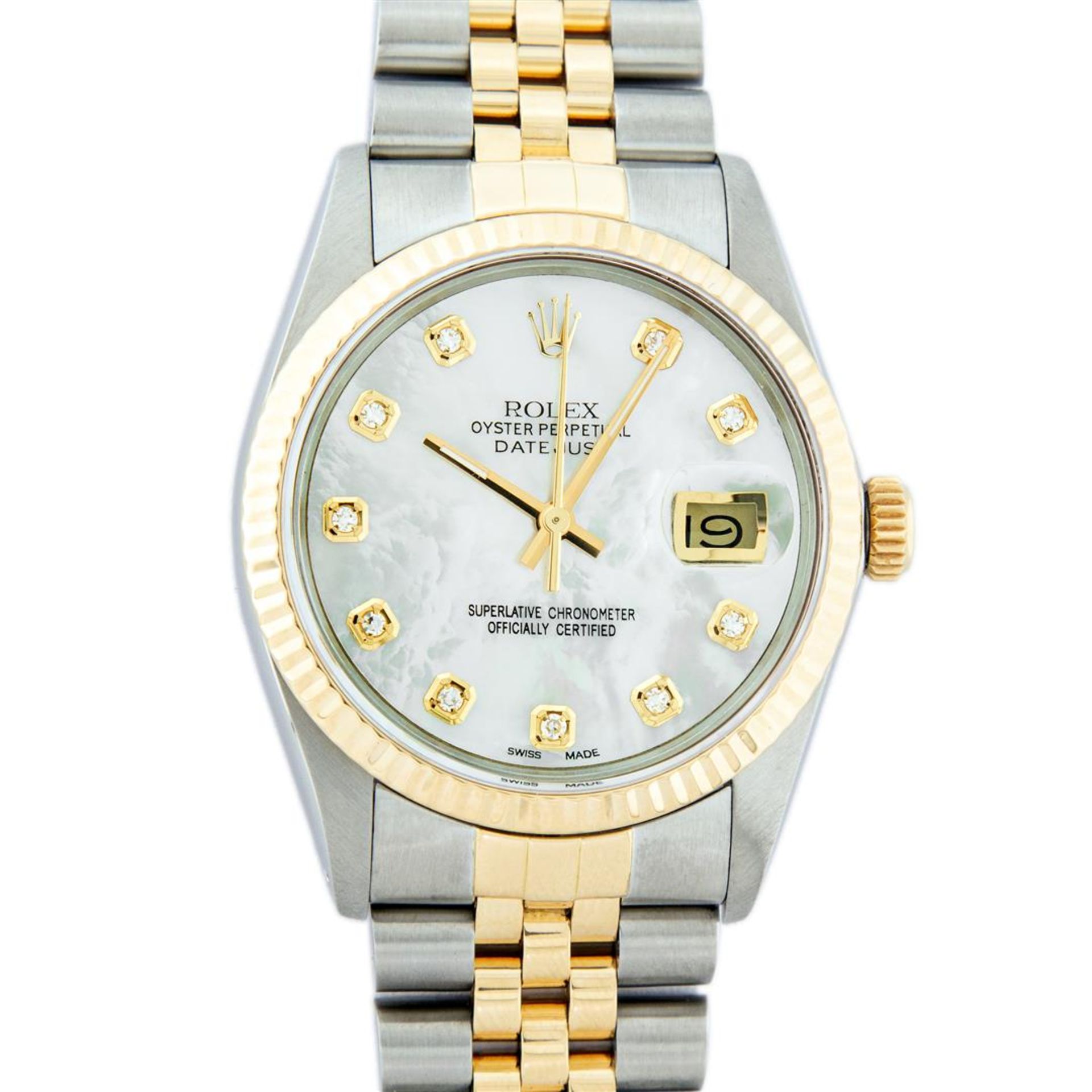 Rolex Mens 2 Tone Mother Of Pearl VS Diamond 36MM Datejust Wristwatch - Image 2 of 18