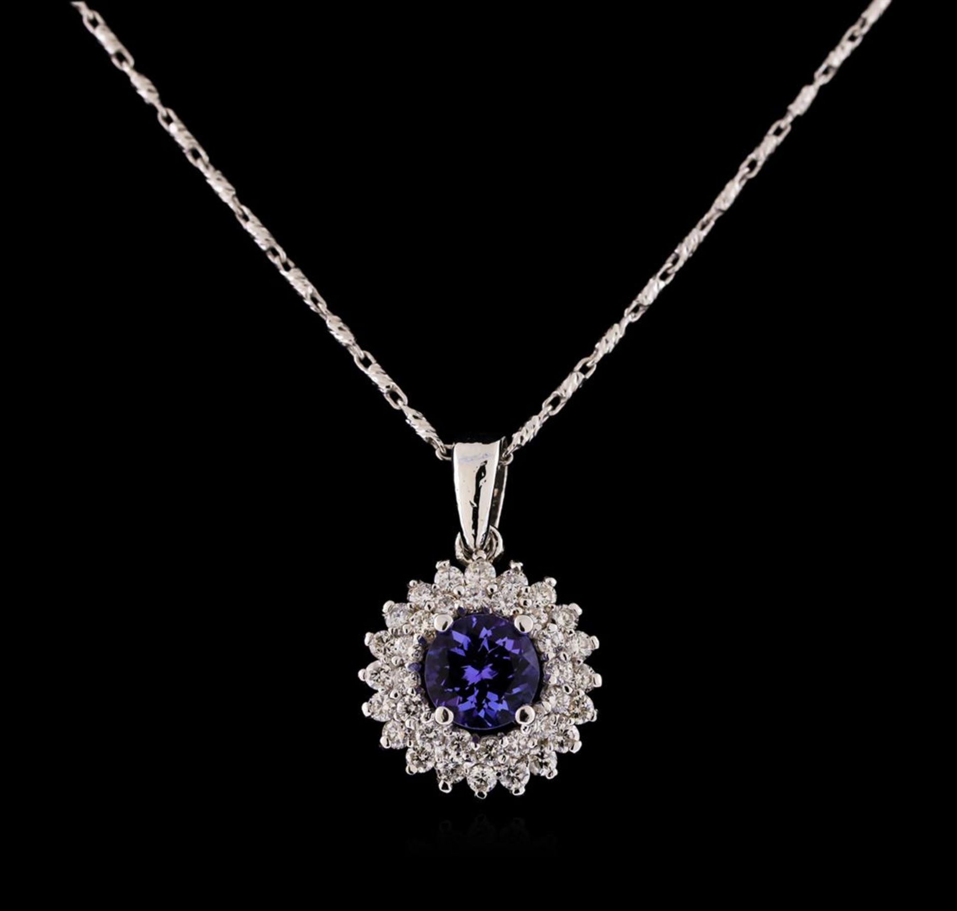 14KT White Gold 1.22 ctw Tanzanite and Diamond Pendant With Chain