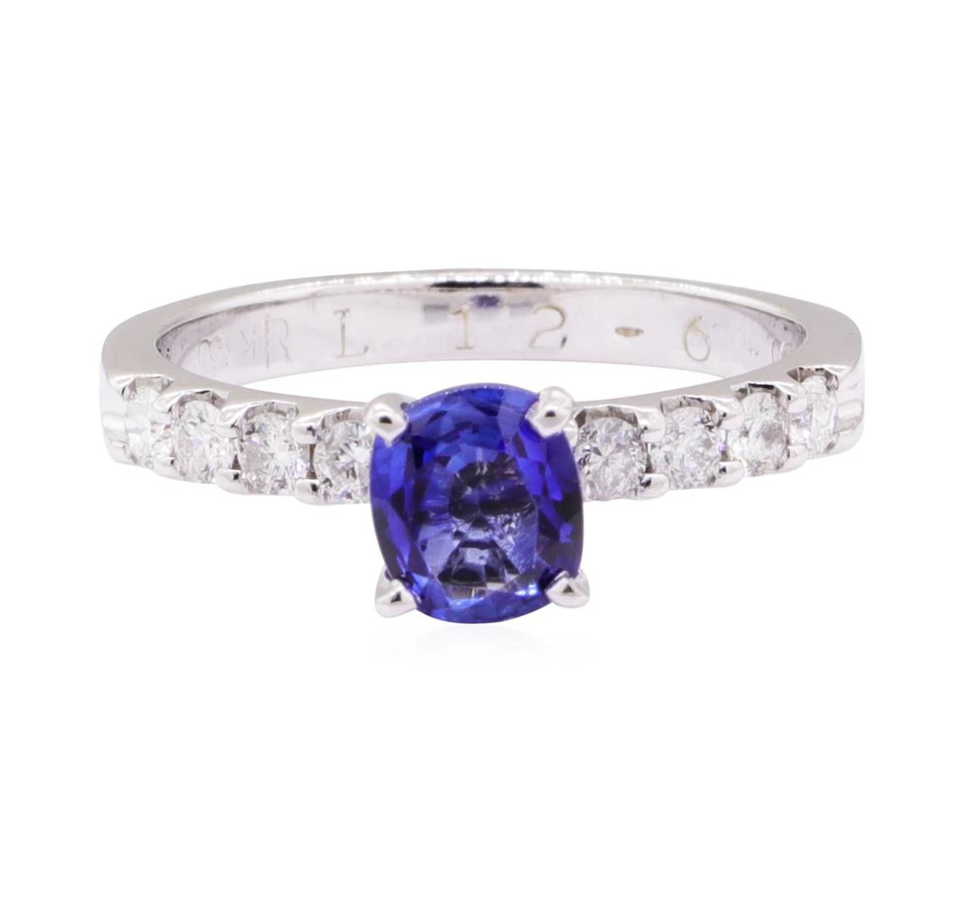 1.11 ctw Blue Sapphire and Diamond Ring - 14KT White Gold - Image 2 of 4