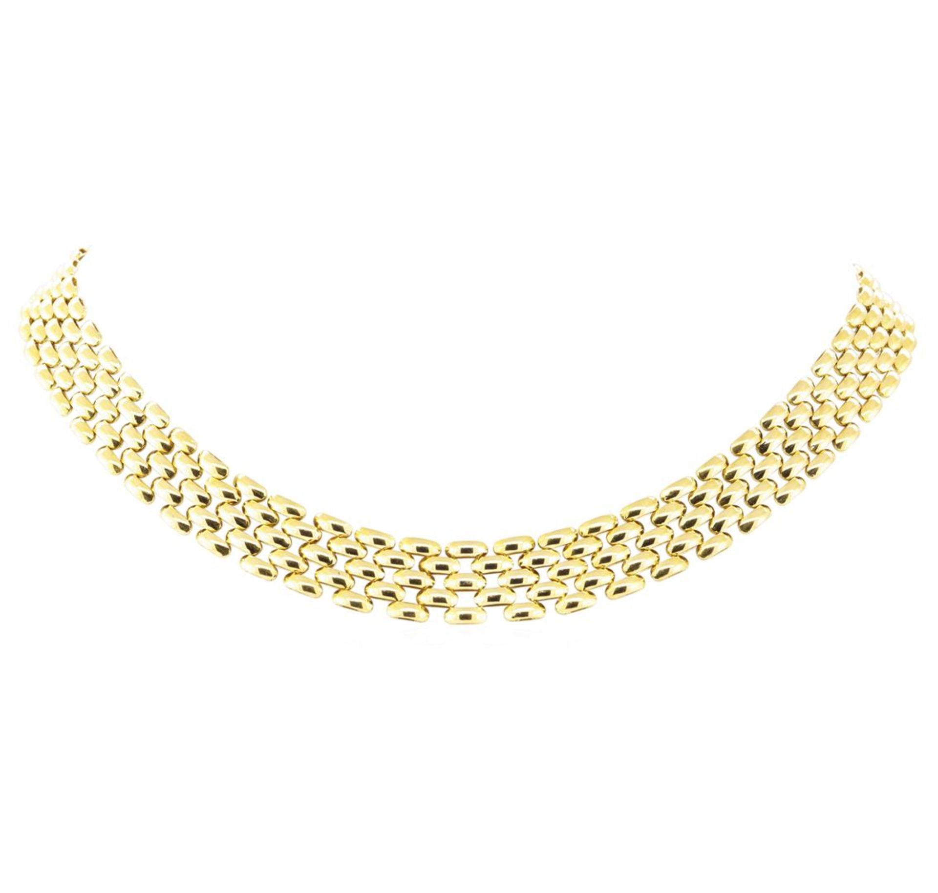 17.75 Inch Five Row Panther Link Chain - 18KT Yellow Gold