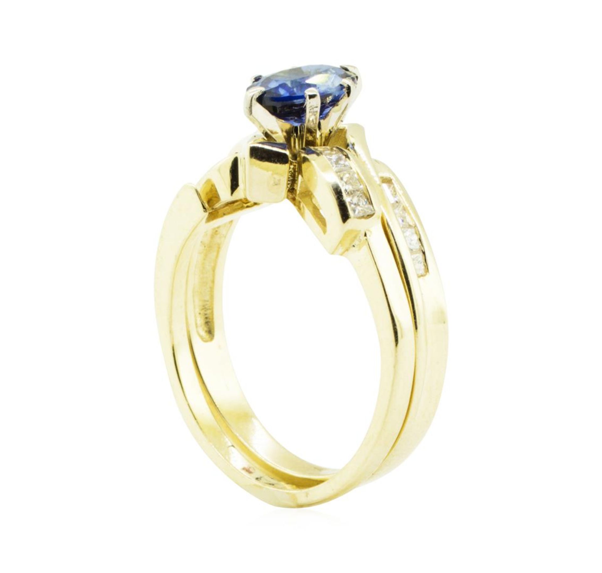 1.50 ctw Blue Sapphire and Diamond Ring Set - 14KT Yellow Gold - Image 4 of 4