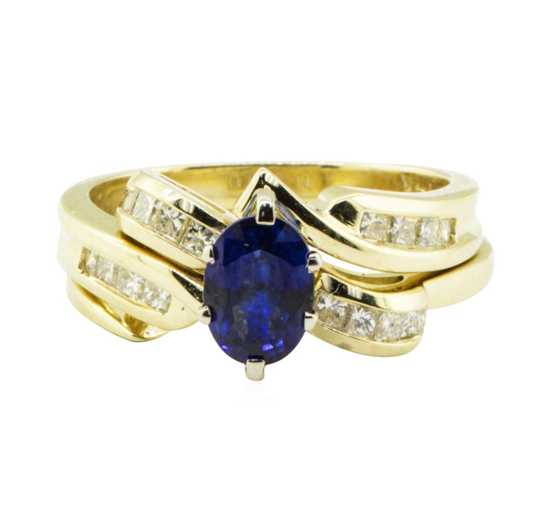 1.50 ctw Blue Sapphire and Diamond Ring Set - 14KT Yellow Gold - Image 2 of 4