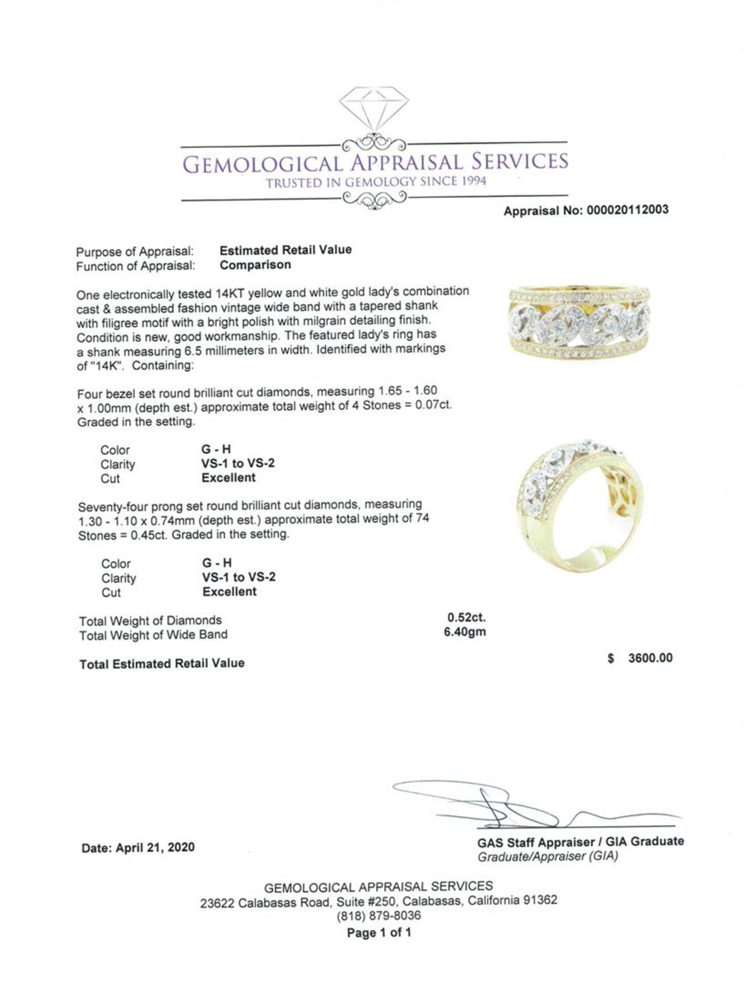 0.52 ctw Diamond Wide Band - 14KT Yellow And White Gold - Image 5 of 5