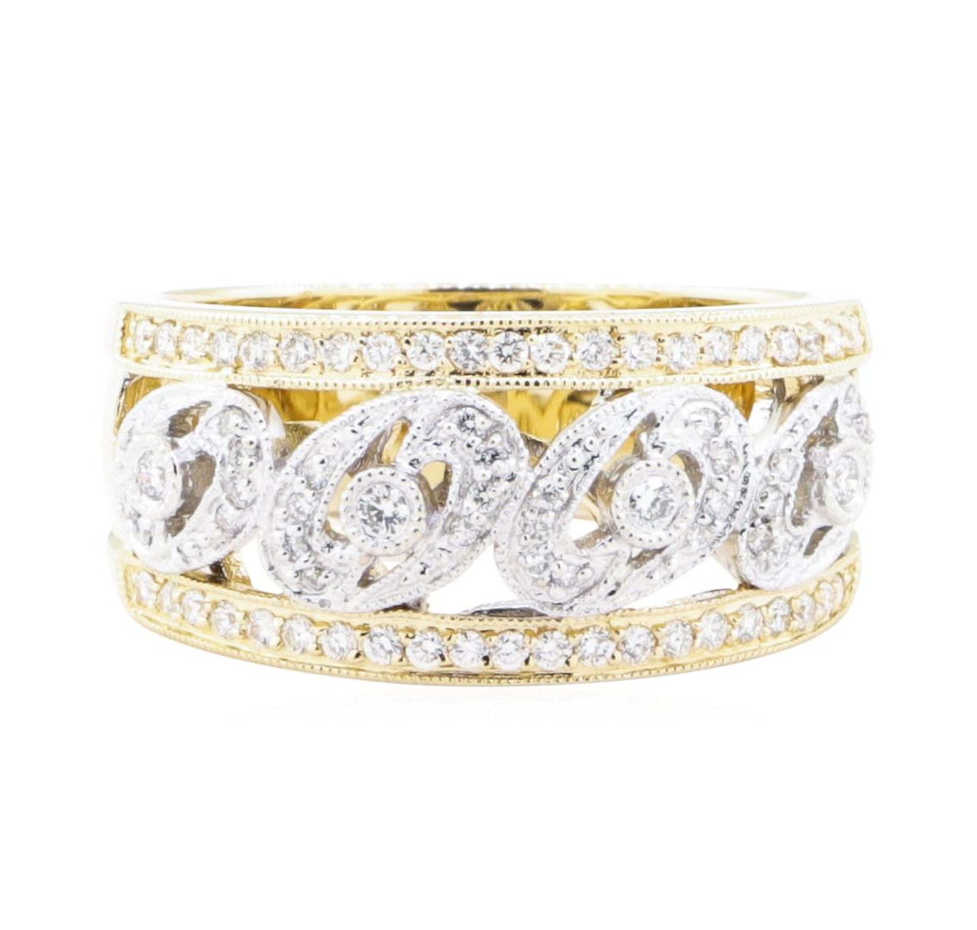 0.52 ctw Diamond Wide Band - 14KT Yellow And White Gold - Image 2 of 5