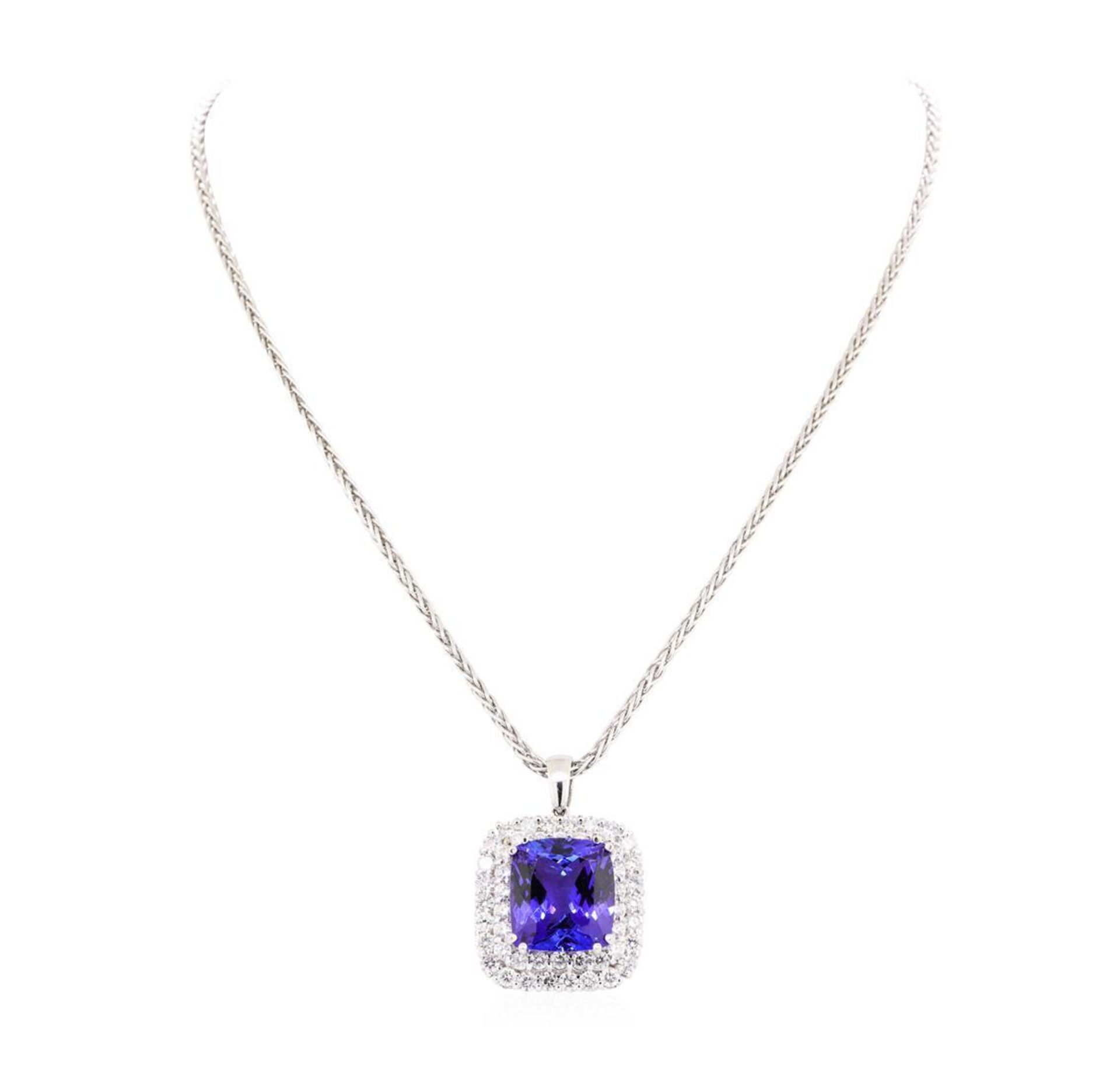 50.20 ctw Tanzanite and Diamond Pendant & Chain - 14KT White Gold - Image 2 of 3