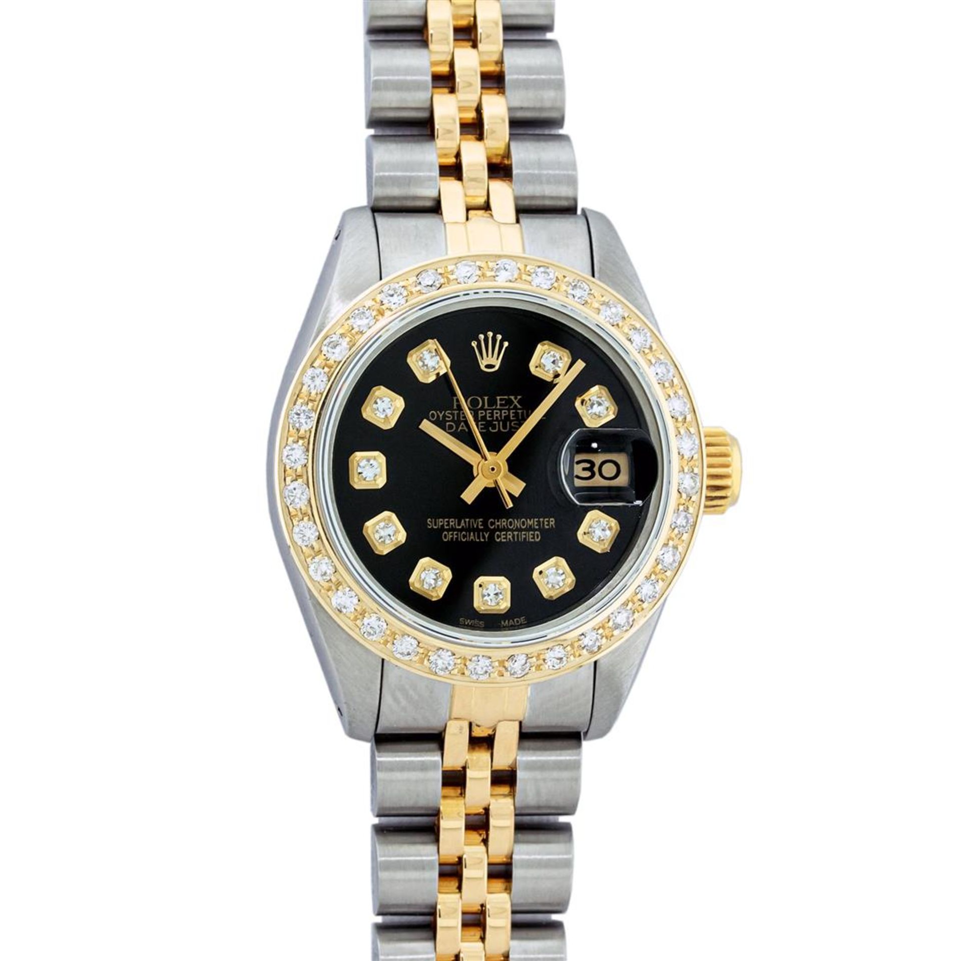 Ladies 26MM Datejust Black Diamond Oyster Perpetual 2T and SS - Image 2 of 9