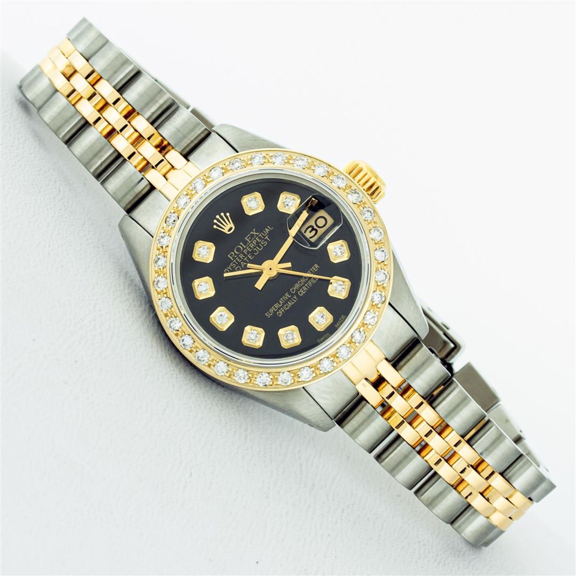 Ladies 26MM Datejust Black Diamond Oyster Perpetual 2T and SS - Image 6 of 9