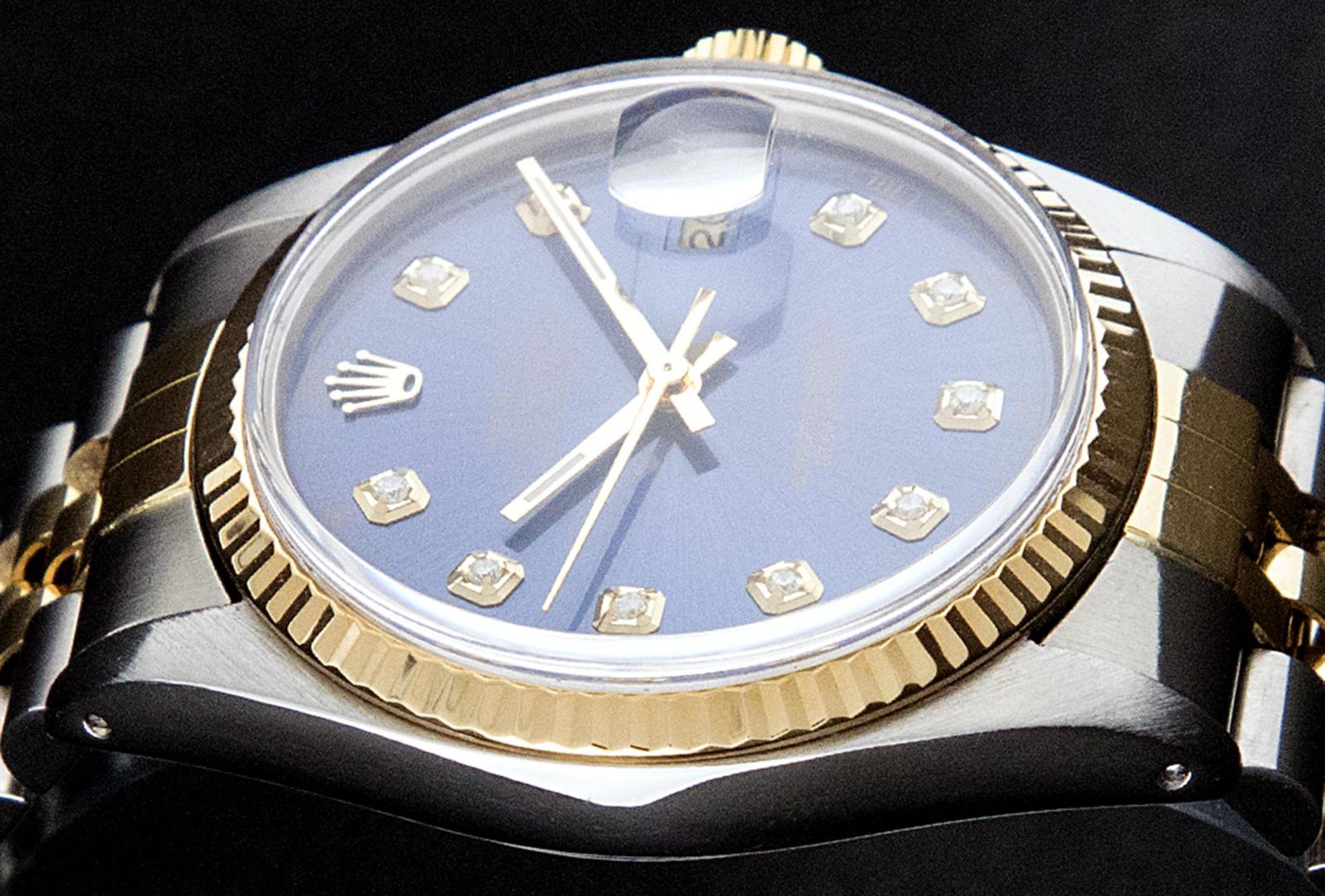 Rolex Mens 2 Tone Blue Diamond 36MM Oyster Perpetual Datejust Wristwatch - Image 3 of 9