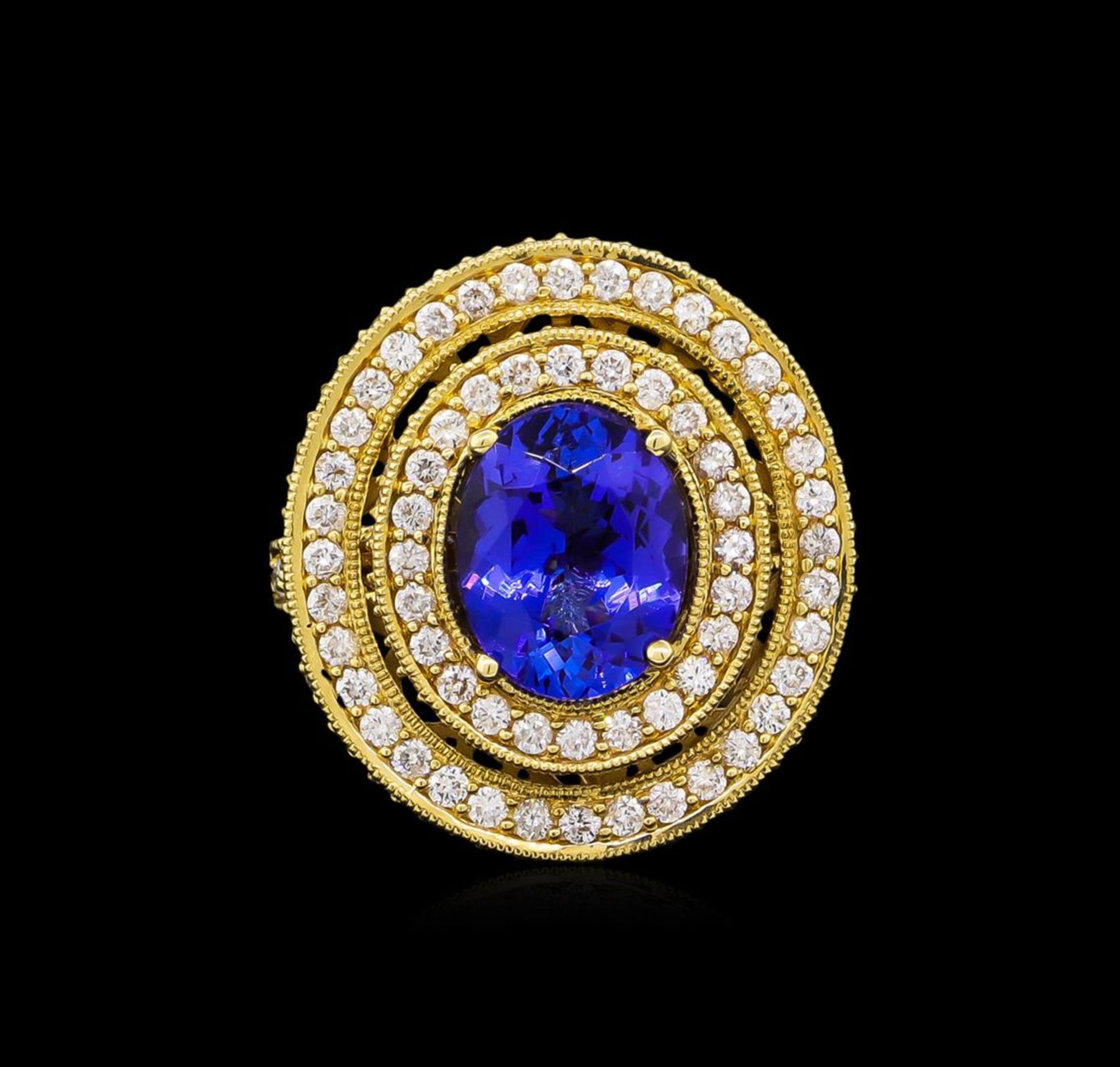 14KT Yellow Gold 3.40 ctw Tanzanite and Diamond Ring - Image 2 of 5