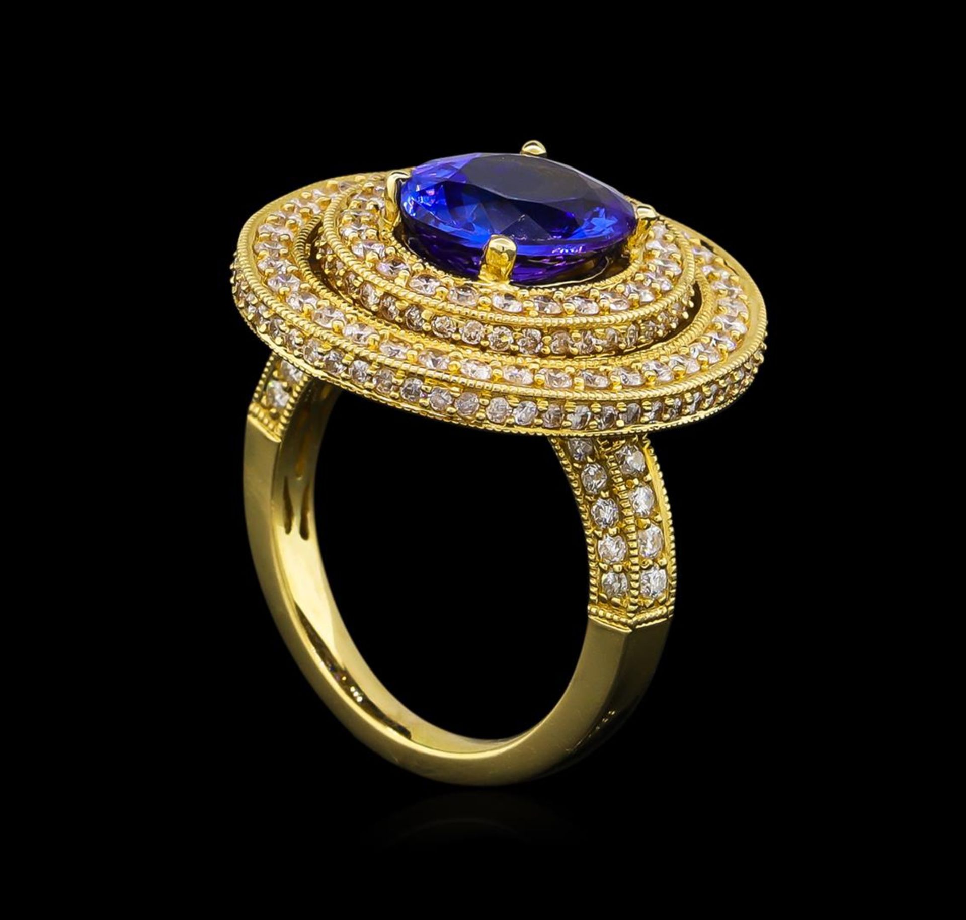 14KT Yellow Gold 3.40 ctw Tanzanite and Diamond Ring - Image 4 of 5