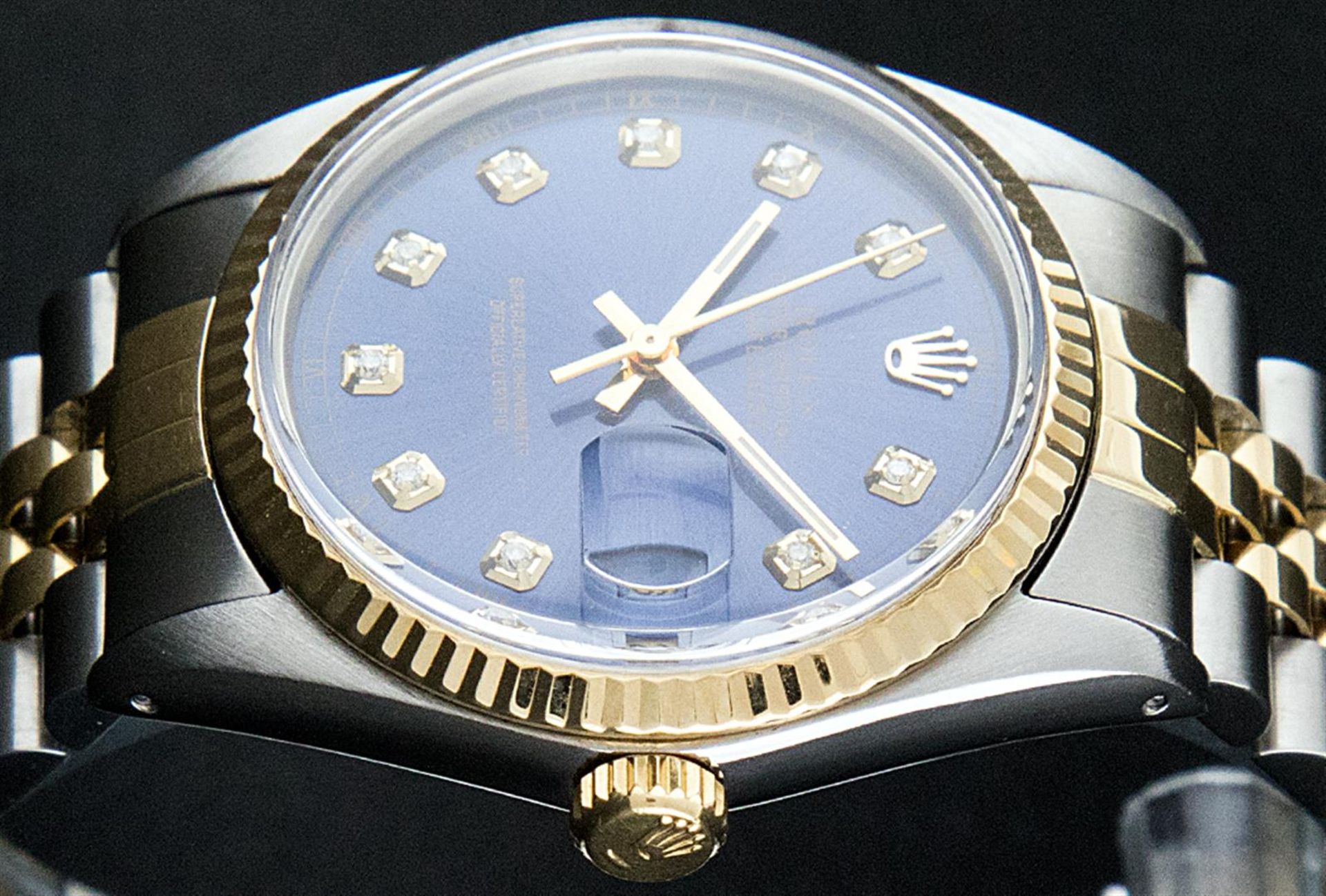 Rolex Mens 2 Tone Blue Diamond 36MM Oyster Perpetual Datejust Wristwatch - Image 4 of 9