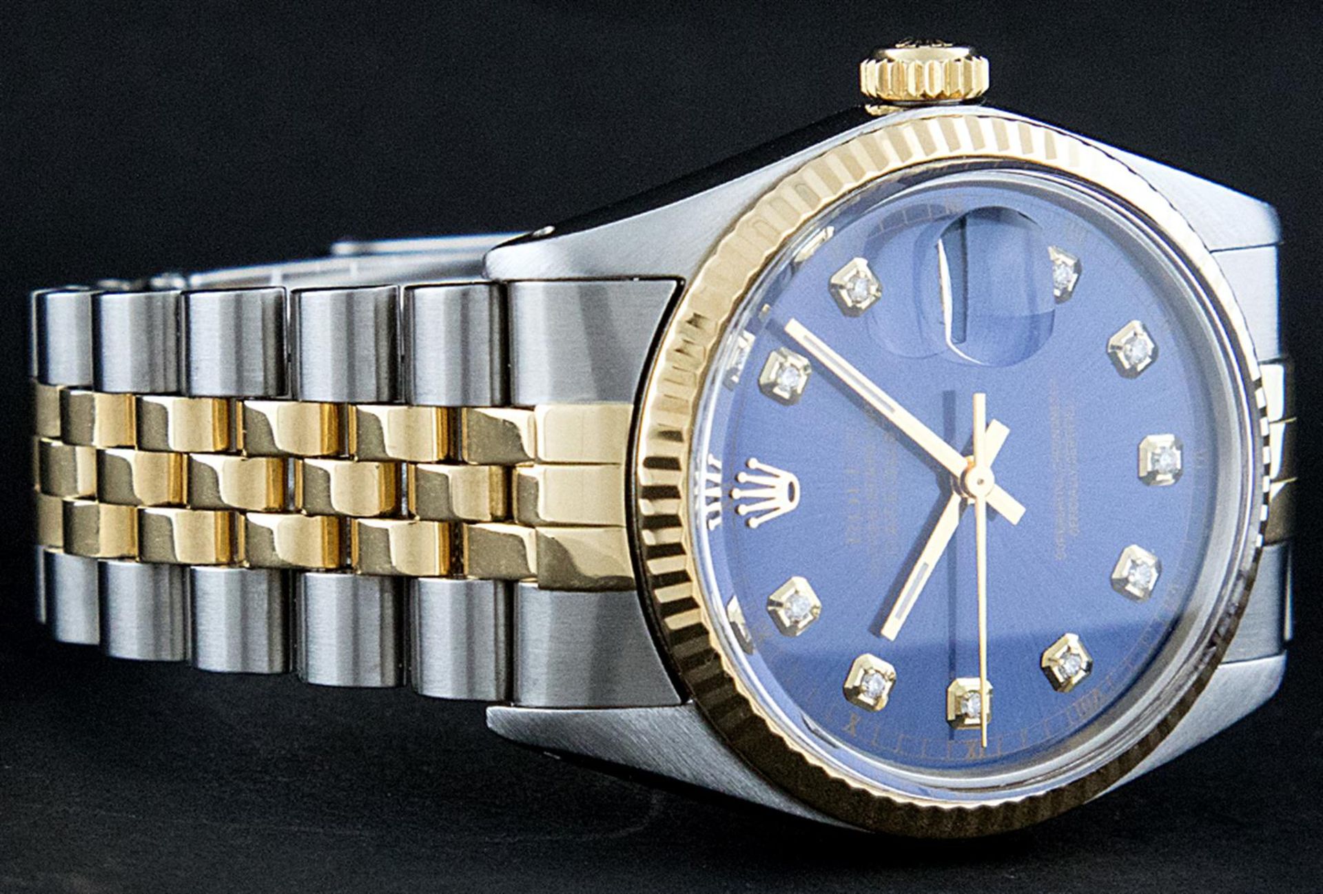 Rolex Mens 2 Tone Blue Diamond 36MM Oyster Perpetual Datejust Wristwatch - Image 5 of 9