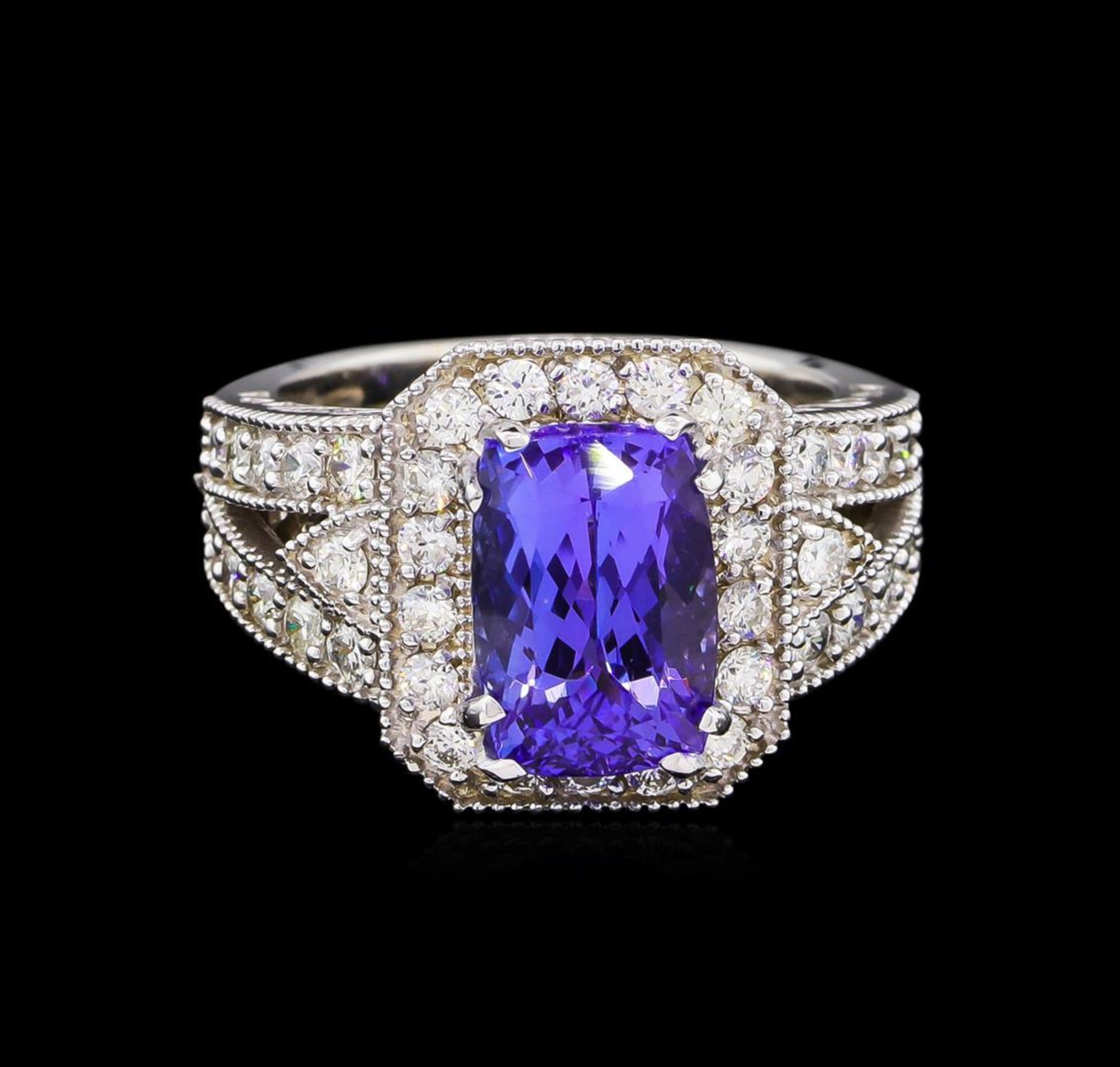 4.25 ctw Tanzanite and Diamond Ring - 14KT White Gold - Image 2 of 5