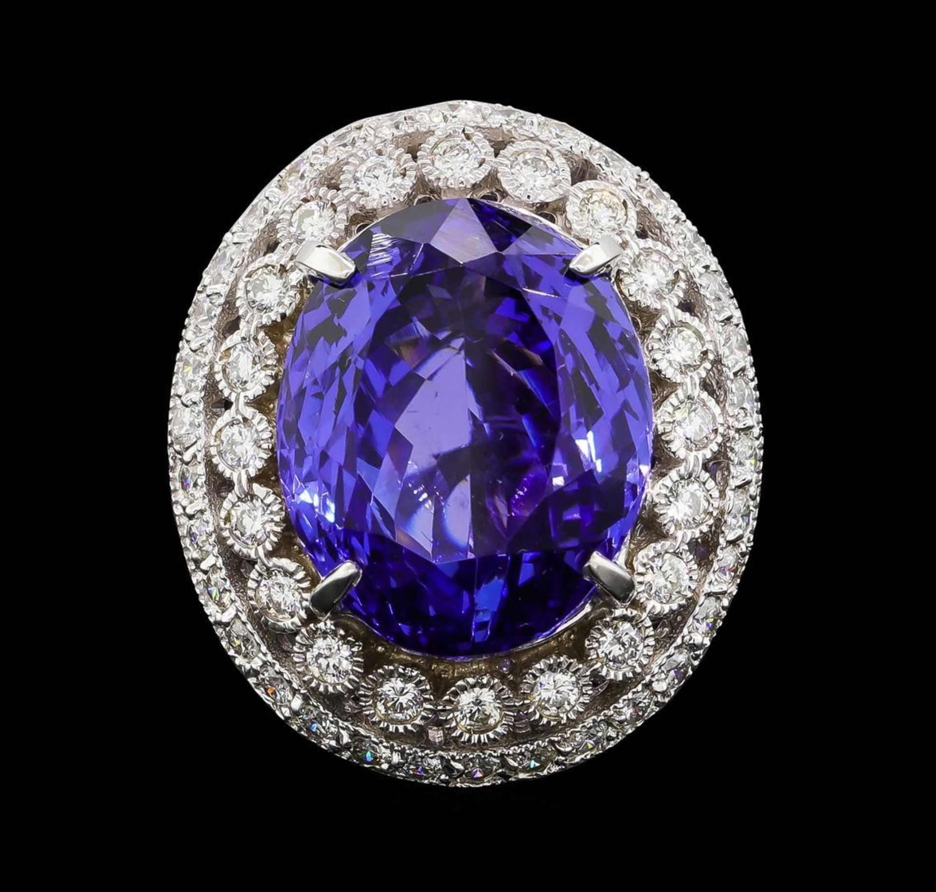 GIA Cert 19.95 ctw Tanzanite and Diamond Ring - 14KT White Gold - Image 2 of 6