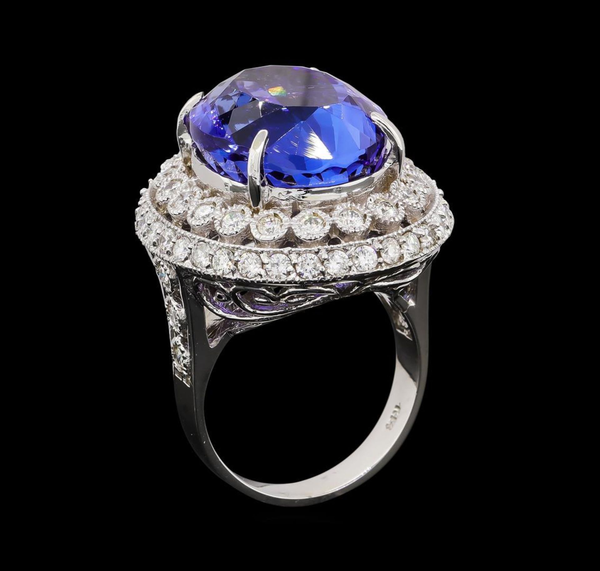 GIA Cert 19.95 ctw Tanzanite and Diamond Ring - 14KT White Gold - Image 4 of 6