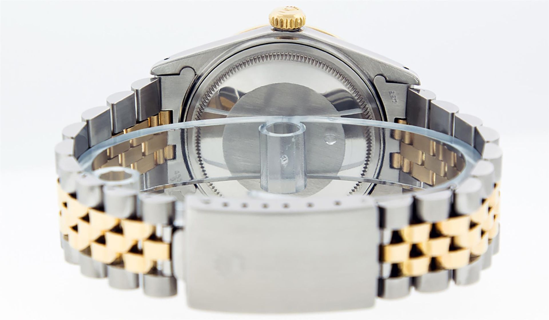 Rolex Mens 2 Tone Black String Diamond & Sapphire 36MM Datejust Wristwatch - Image 6 of 9