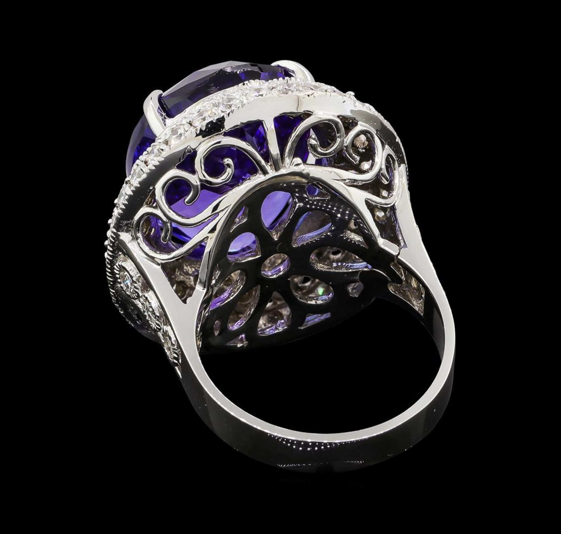 GIA Cert 19.95 ctw Tanzanite and Diamond Ring - 14KT White Gold - Image 3 of 6