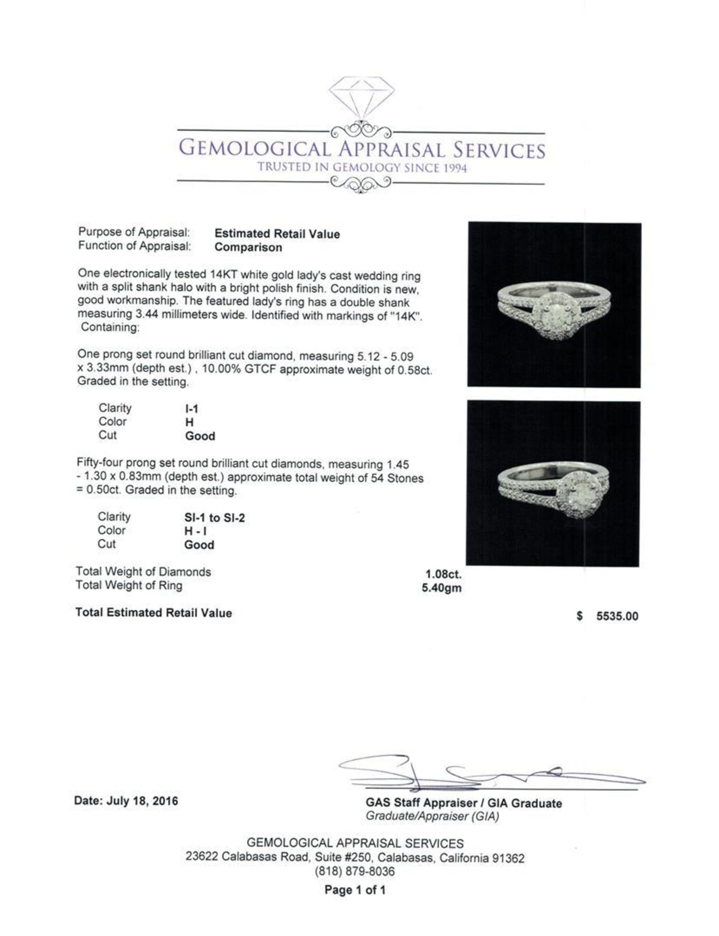 1.08 ctw Diamond Ring - 14KT White Gold - Image 5 of 5