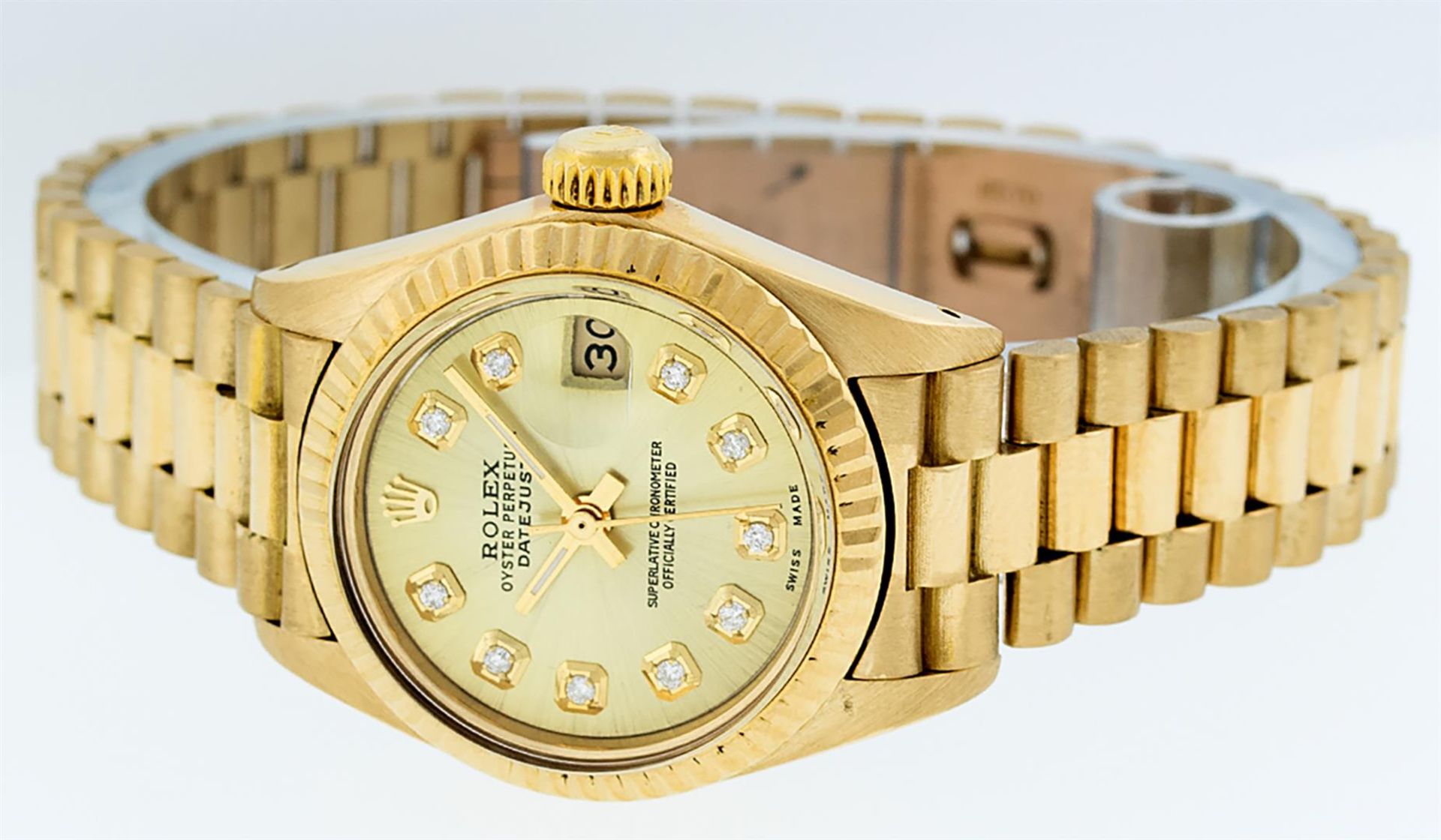 Rolex Ladies 18K Yellow Gold Champagne Diamond Datejust President Wristwatch - Image 2 of 9