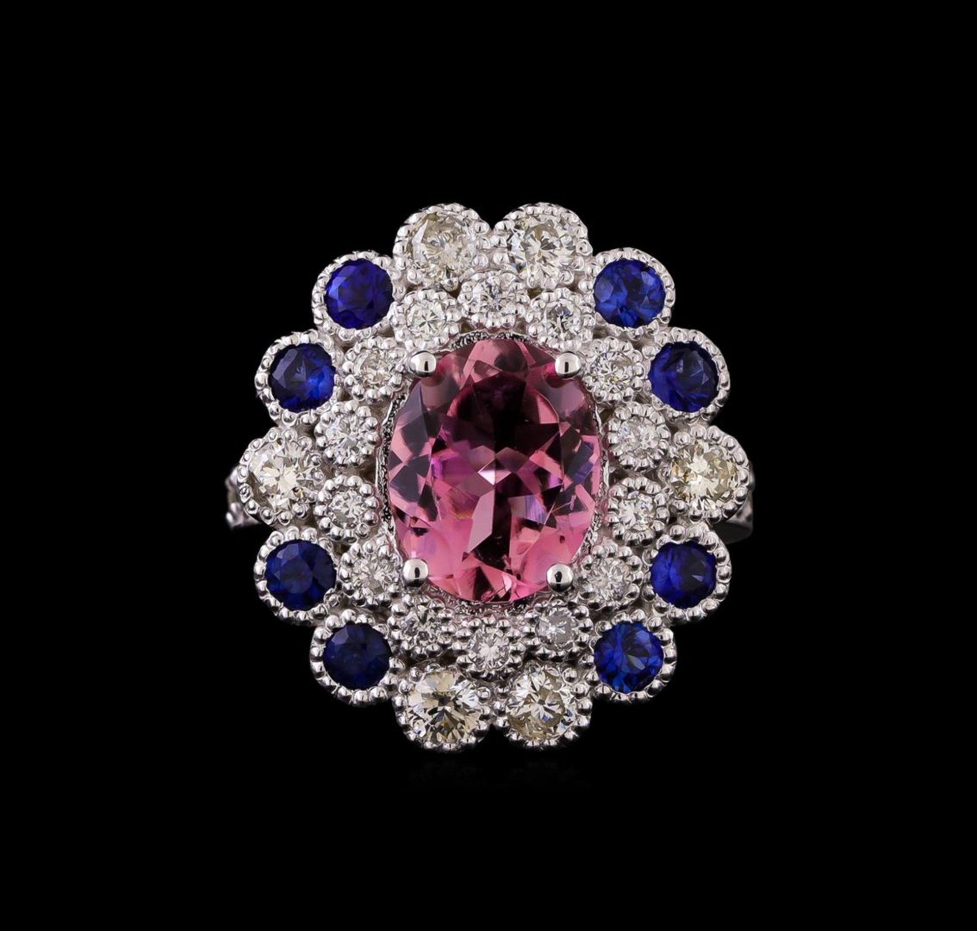 14KT White Gold 2.24 ctw Tourmaline, Sapphire and Diamond Ring - Image 2 of 5