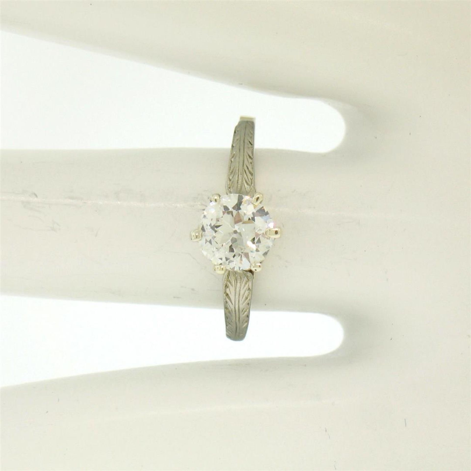 Etched 14k TT Gold .80 ctw European Cut Diamond Solitaire Engagement Ring - Image 4 of 7