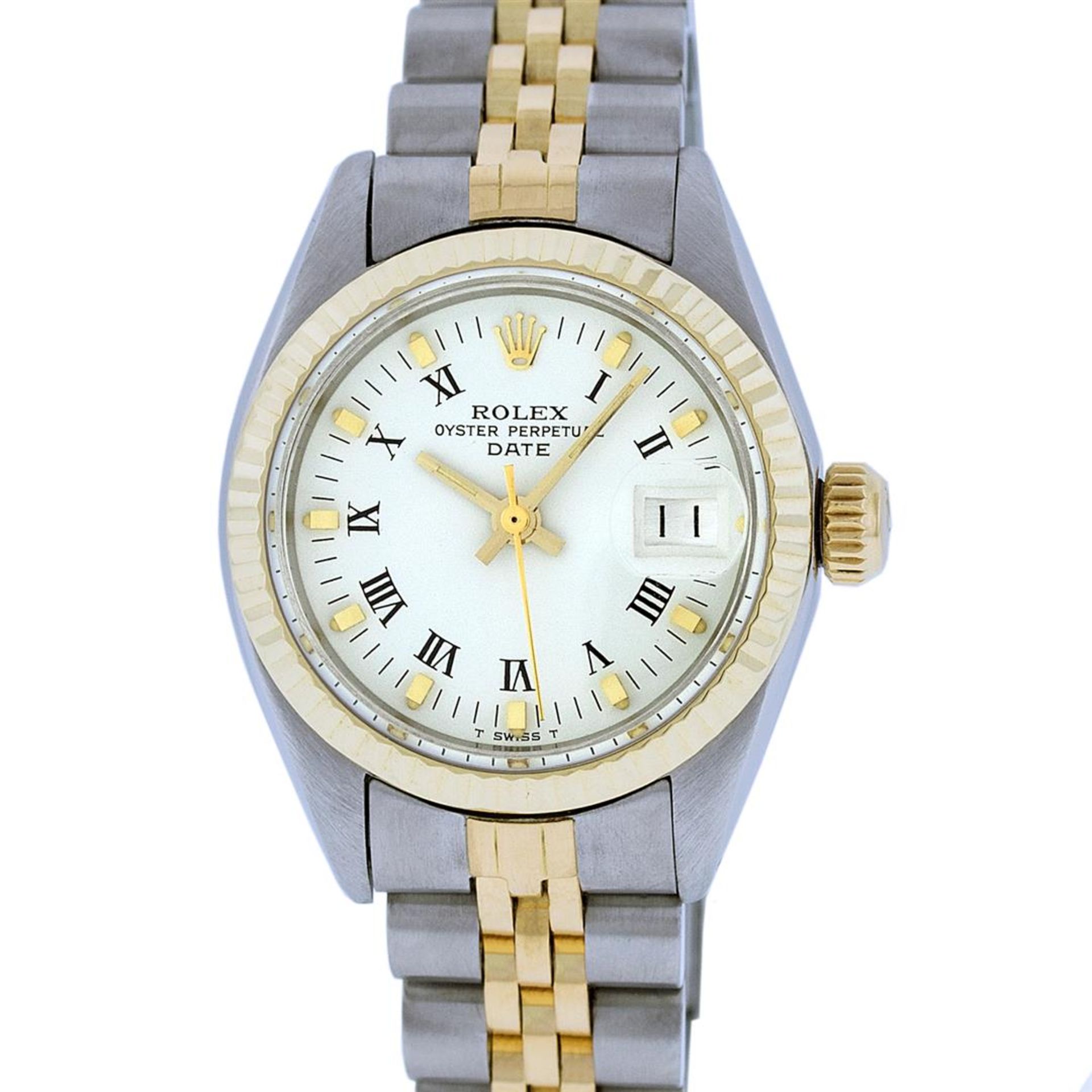 Rolex Ladies 2 Tone White Index 26MM Fluted Bezel Oyster Perpetual Datejust - Image 5 of 9