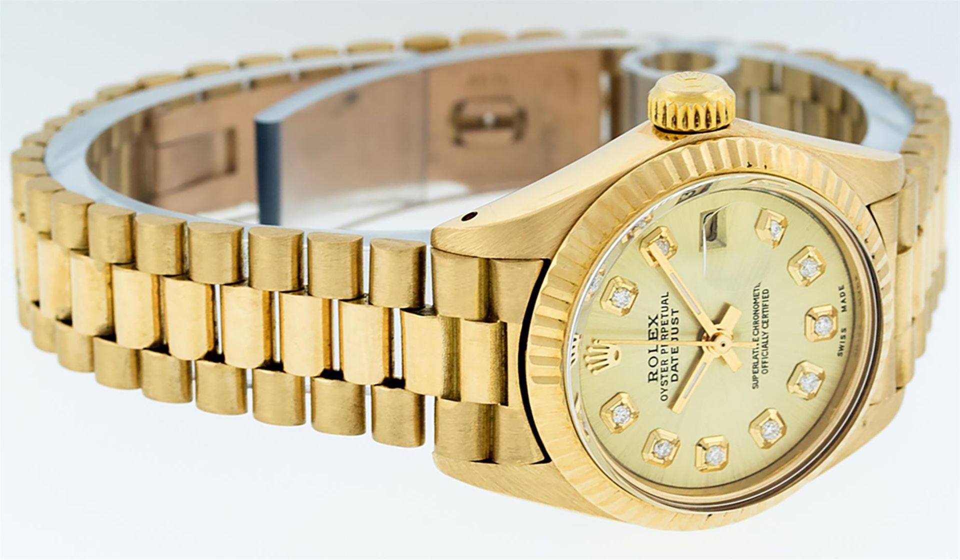 Rolex Ladies 18K Yellow Gold Champagne Diamond Datejust President Wristwatch - Image 5 of 9