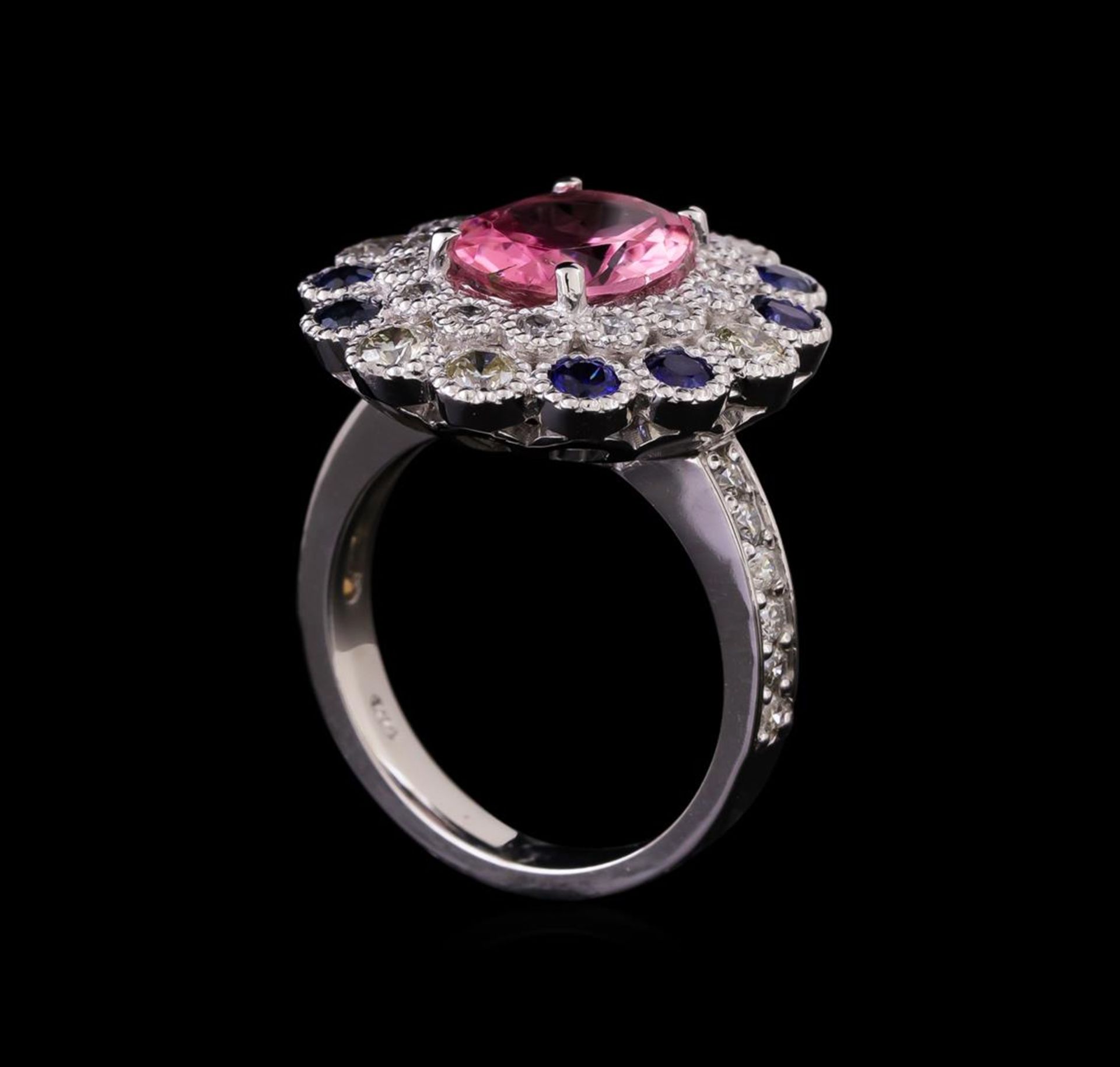 14KT White Gold 2.24 ctw Tourmaline, Sapphire and Diamond Ring - Image 4 of 5