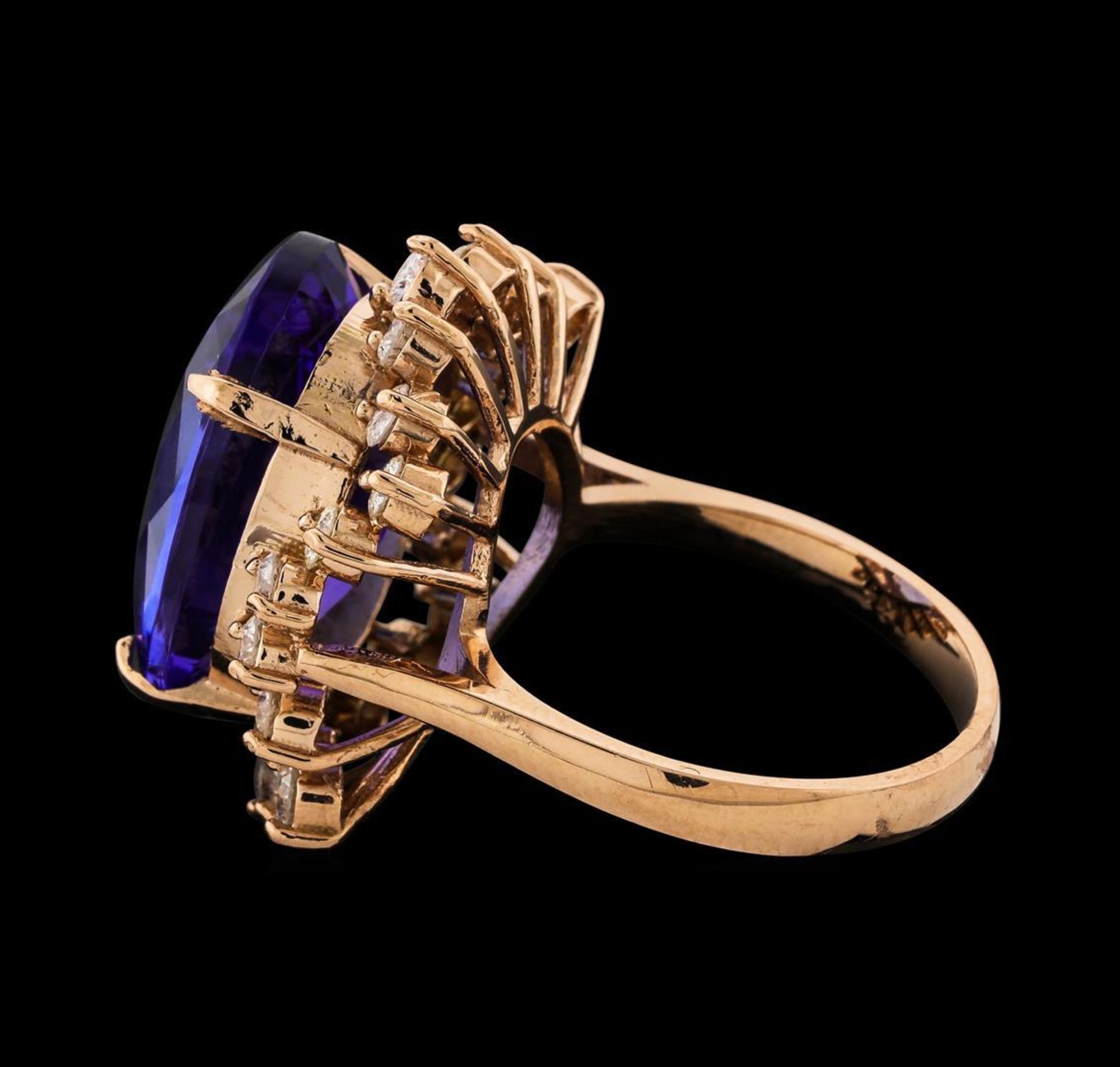 14.54 ctw Tanzanite and Diamond Ring - 14KT Rose Gold - Image 3 of 5