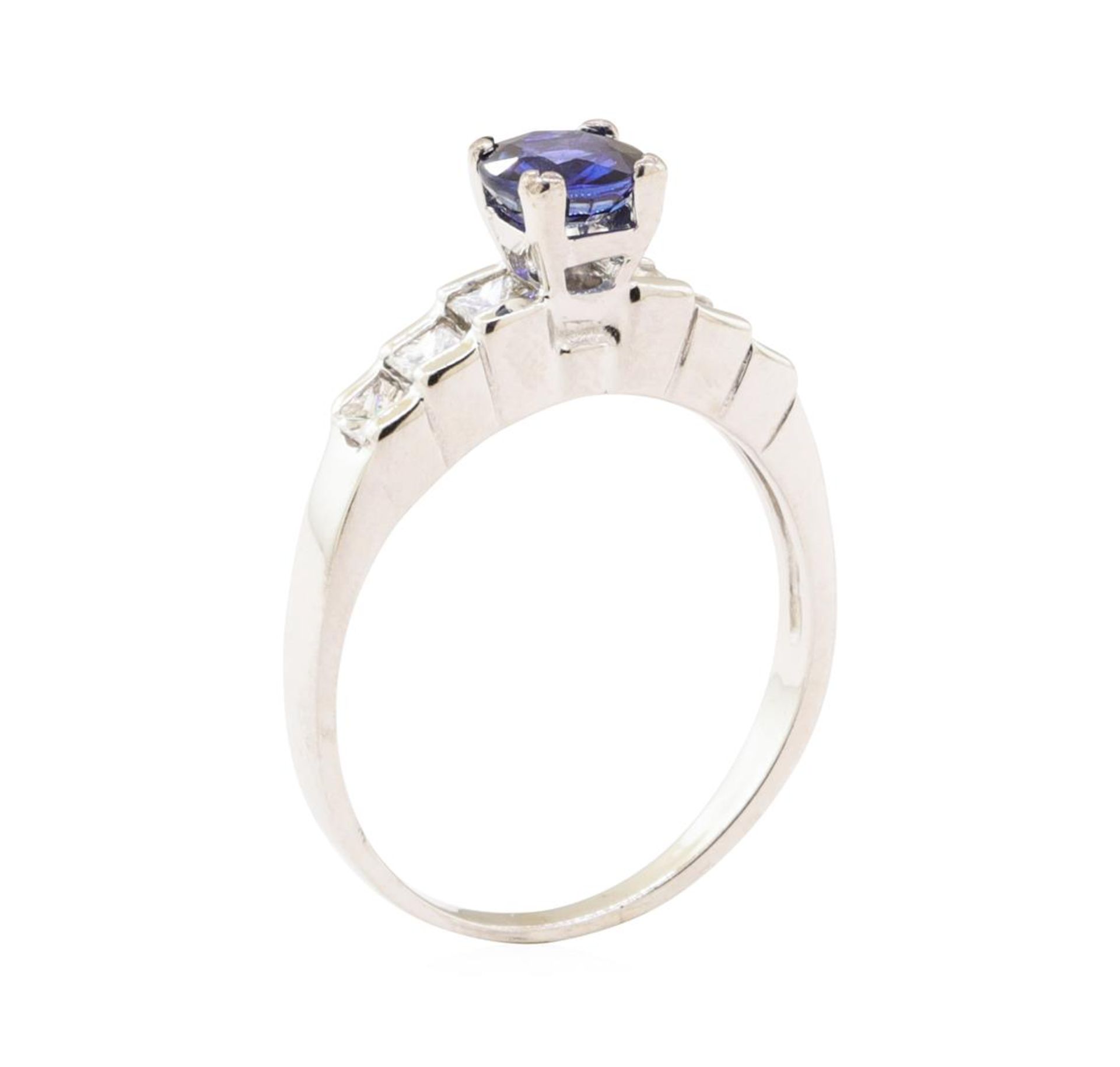 1.34 ctw Blue Sapphire and Diamond Ring - 14KT White Gold - Image 4 of 4