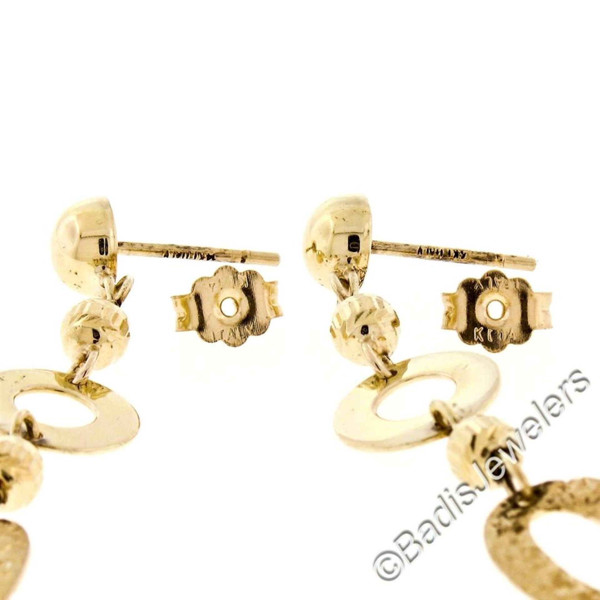 14kt Yellow Gold Polished and Textured Link Briolette Bead Citrine Dangle Earrin - Image 6 of 6