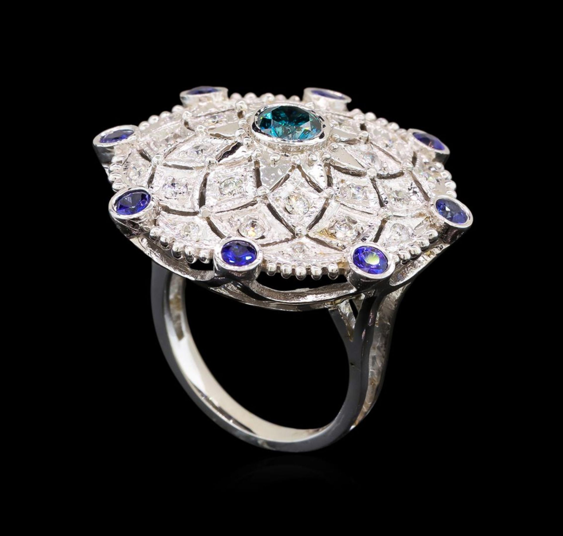 14KT White Gold 0.56 ctw Tanzanite and Diamond Ring - Image 4 of 5