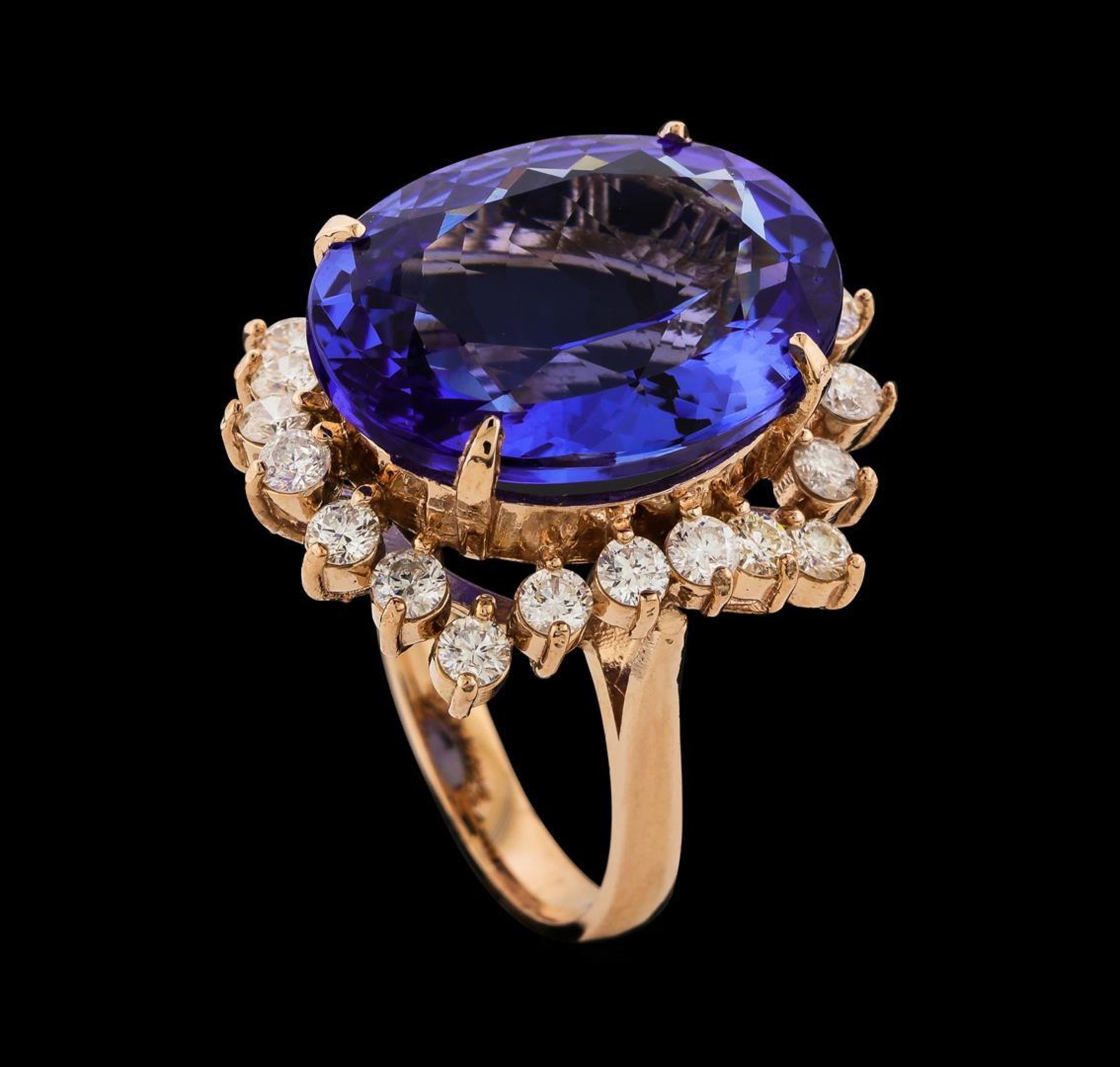 14.54 ctw Tanzanite and Diamond Ring - 14KT Rose Gold - Image 4 of 5