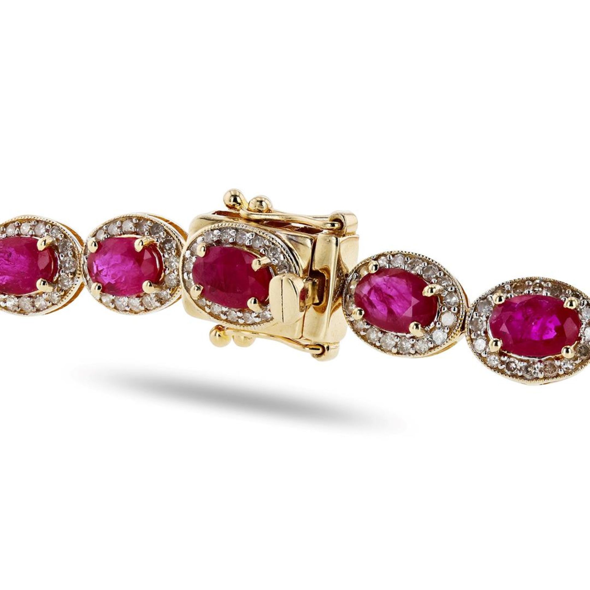 24.87 ctw Ruby and 4.38 ctw Diamond 14K Yellow Gold Necklace - Image 3 of 4