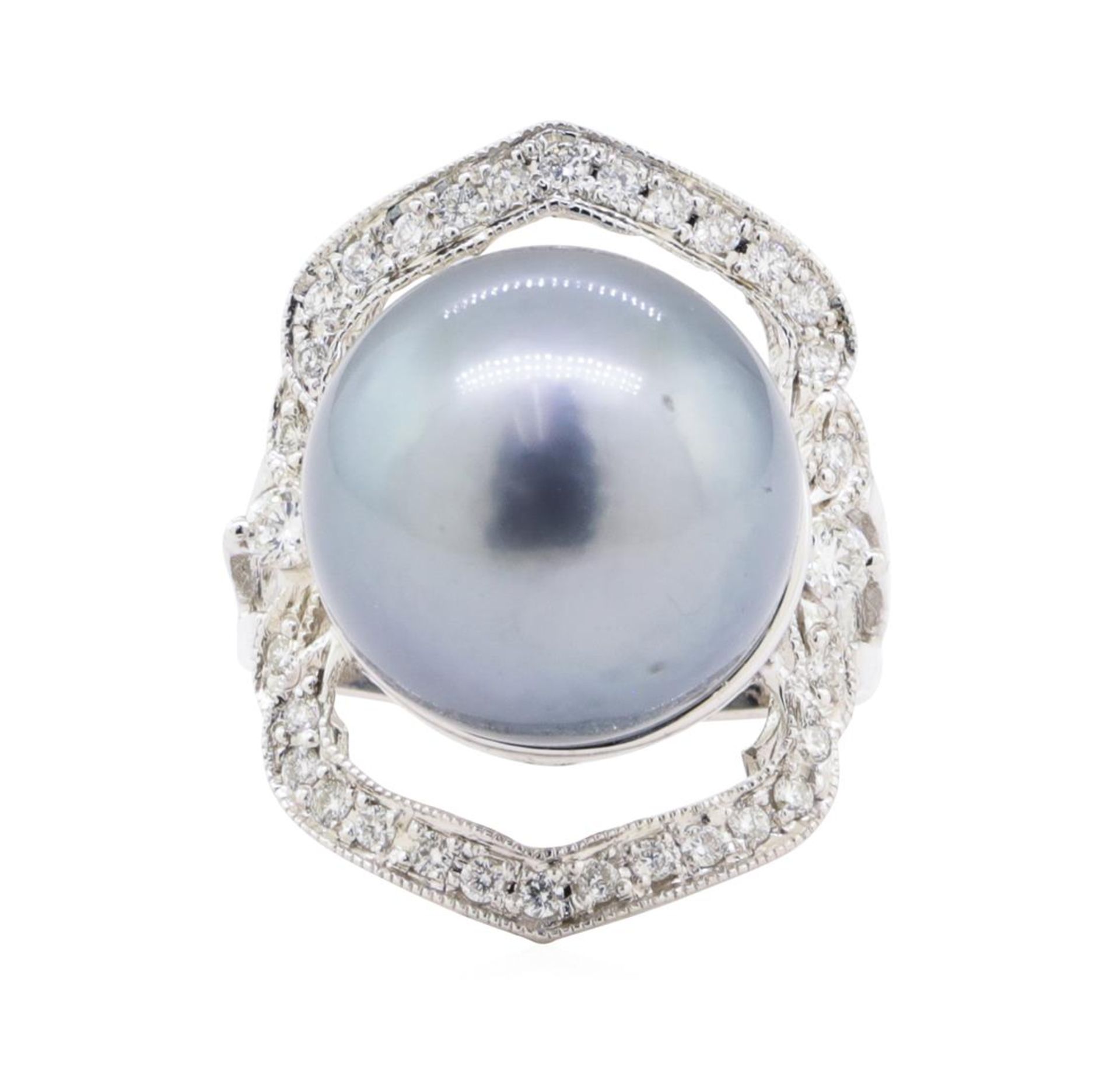 0.35 ctw Pearl and Diamond Ring - 14KT White Gold - Image 2 of 4