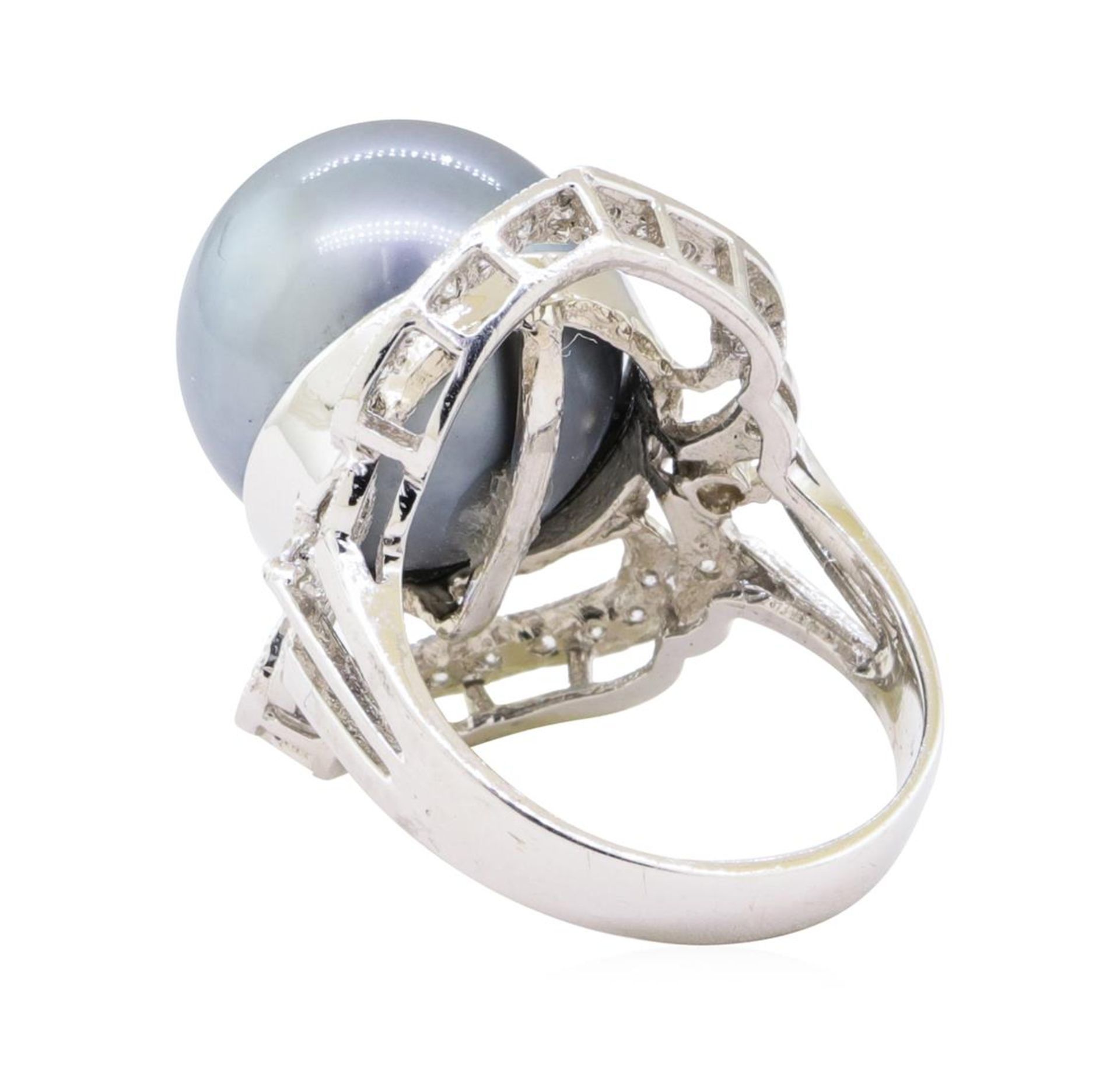 0.35 ctw Pearl and Diamond Ring - 14KT White Gold - Image 3 of 4