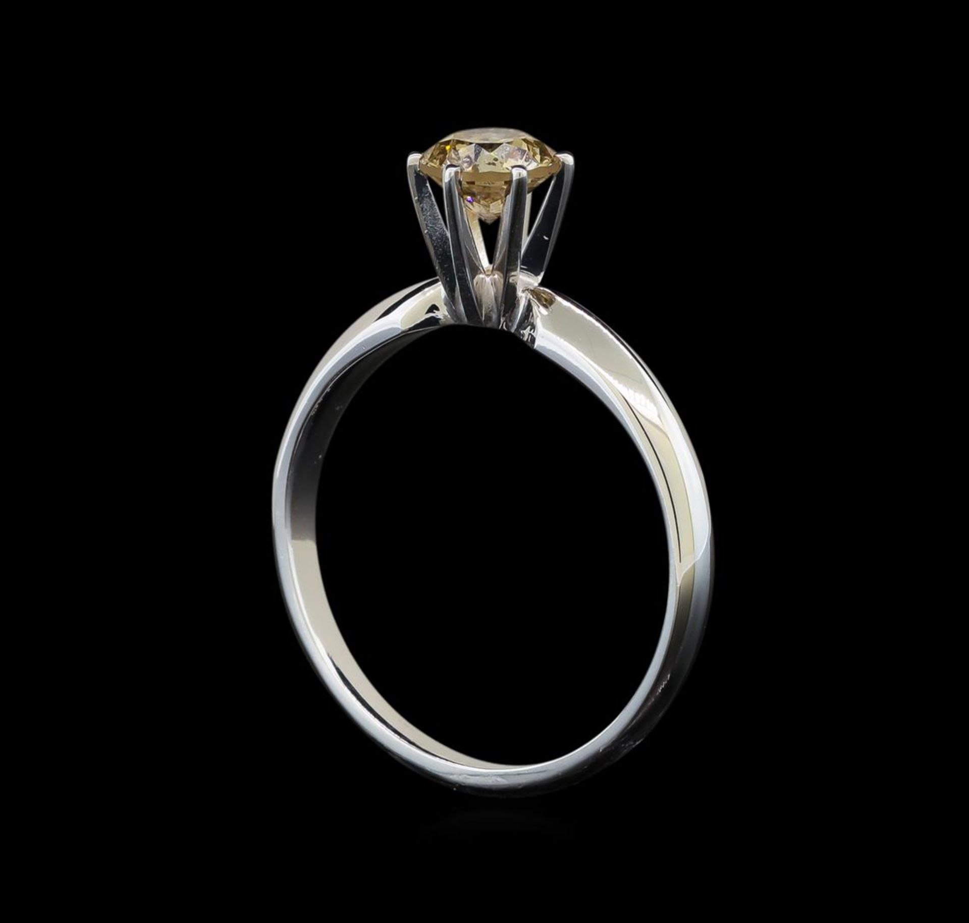 14KT White Gold 0.70 ctw Round Cut Fancy Brown Diamond Solitaire Ring - Image 4 of 5