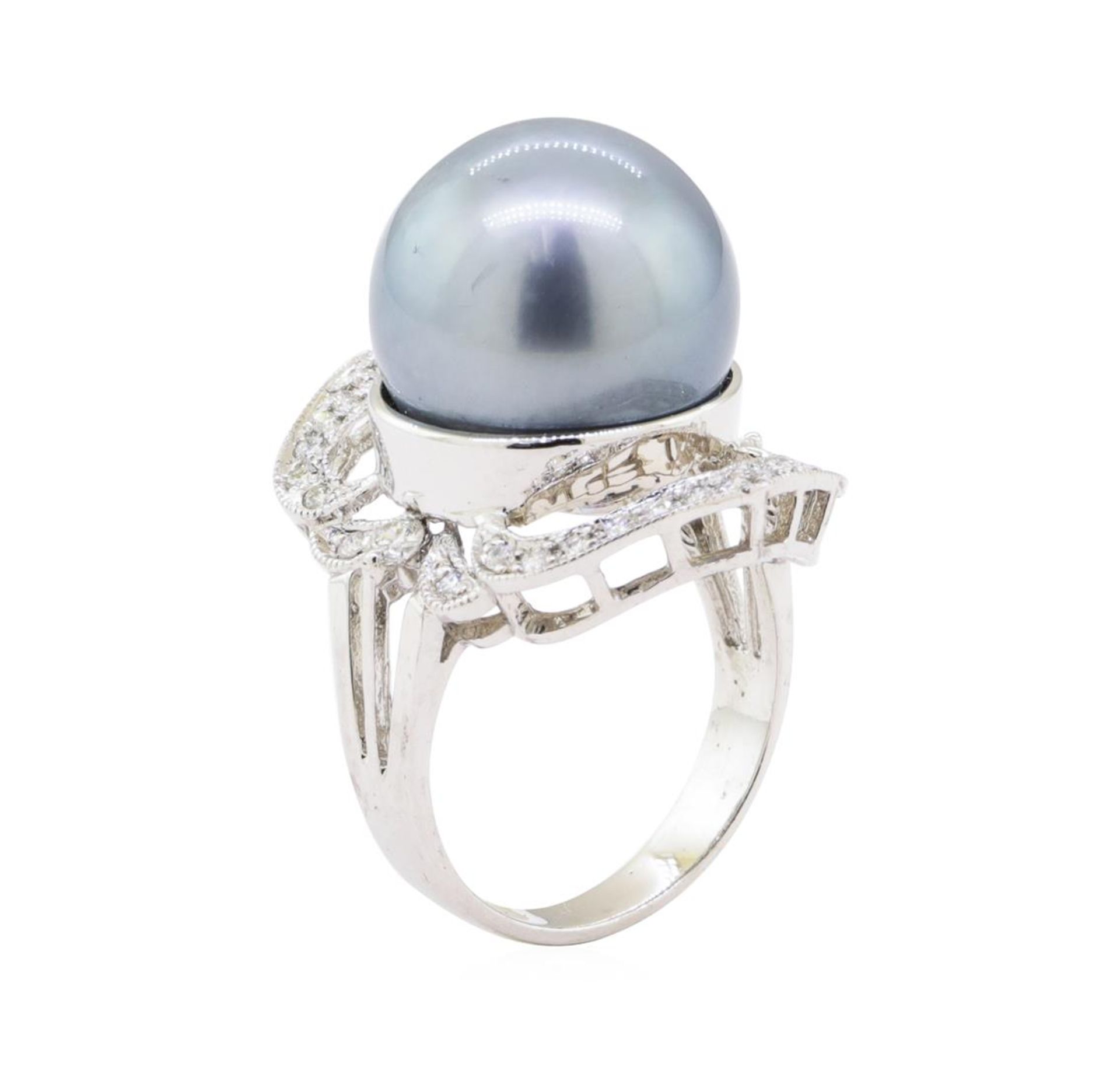 0.35 ctw Pearl and Diamond Ring - 14KT White Gold - Image 4 of 4