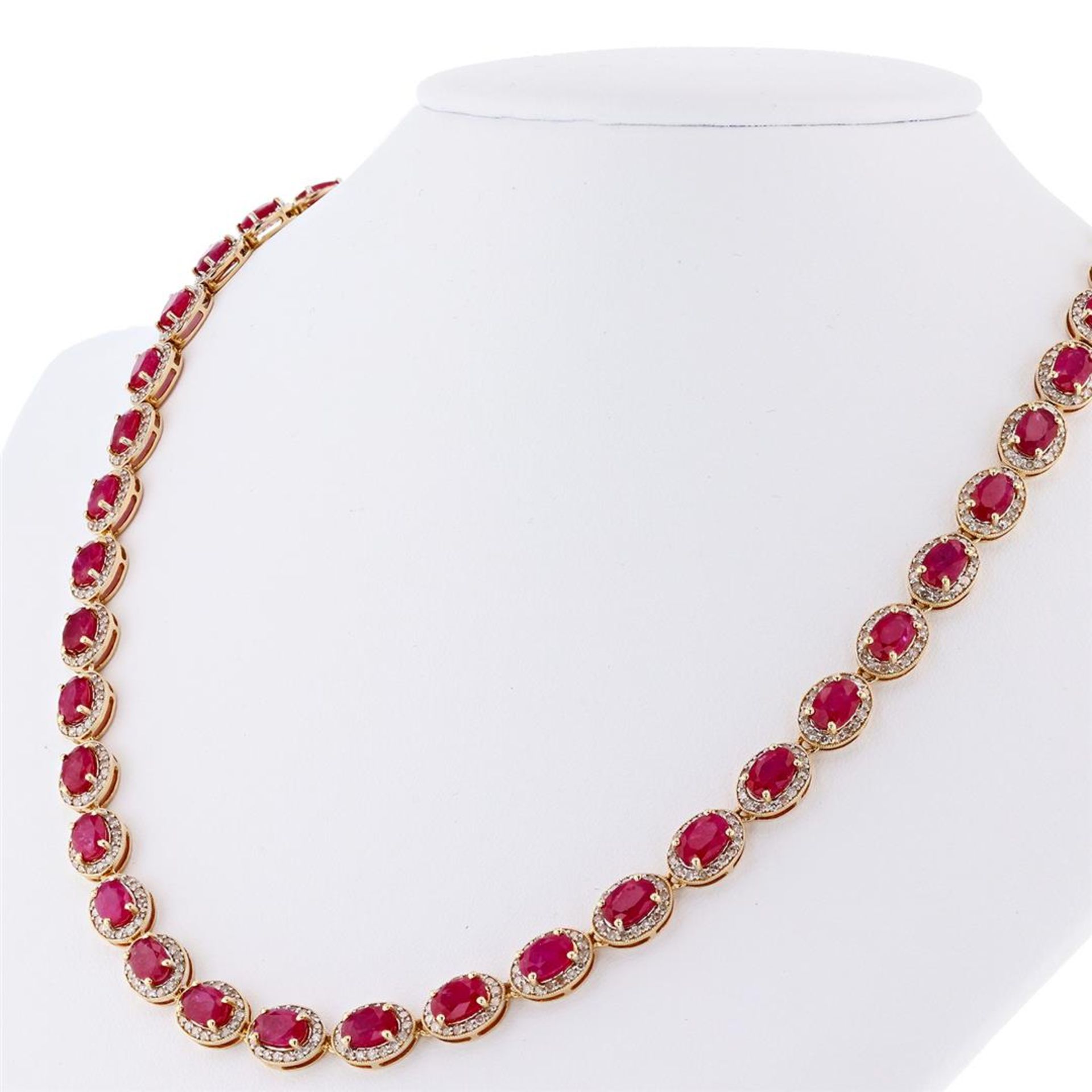 24.87 ctw Ruby and 4.38 ctw Diamond 14K Yellow Gold Necklace - Image 2 of 4