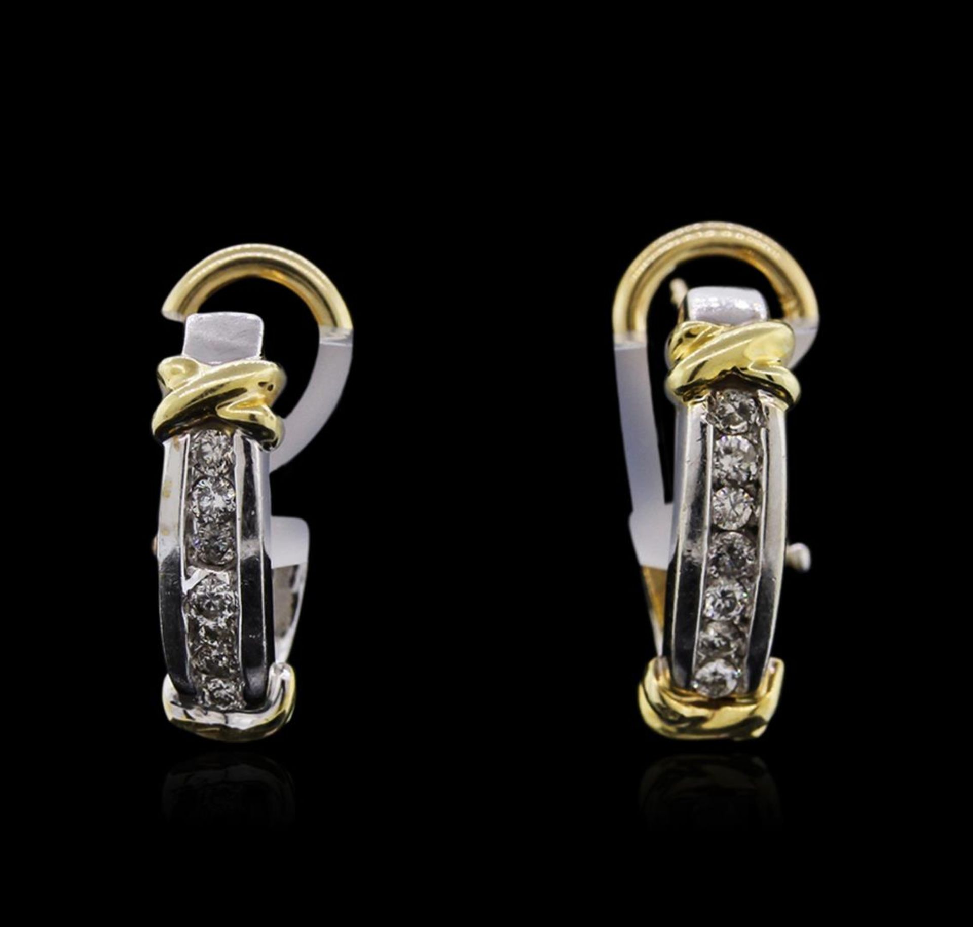 14KT Two-Tone Gold 0.22 ctw Diamond Earrings