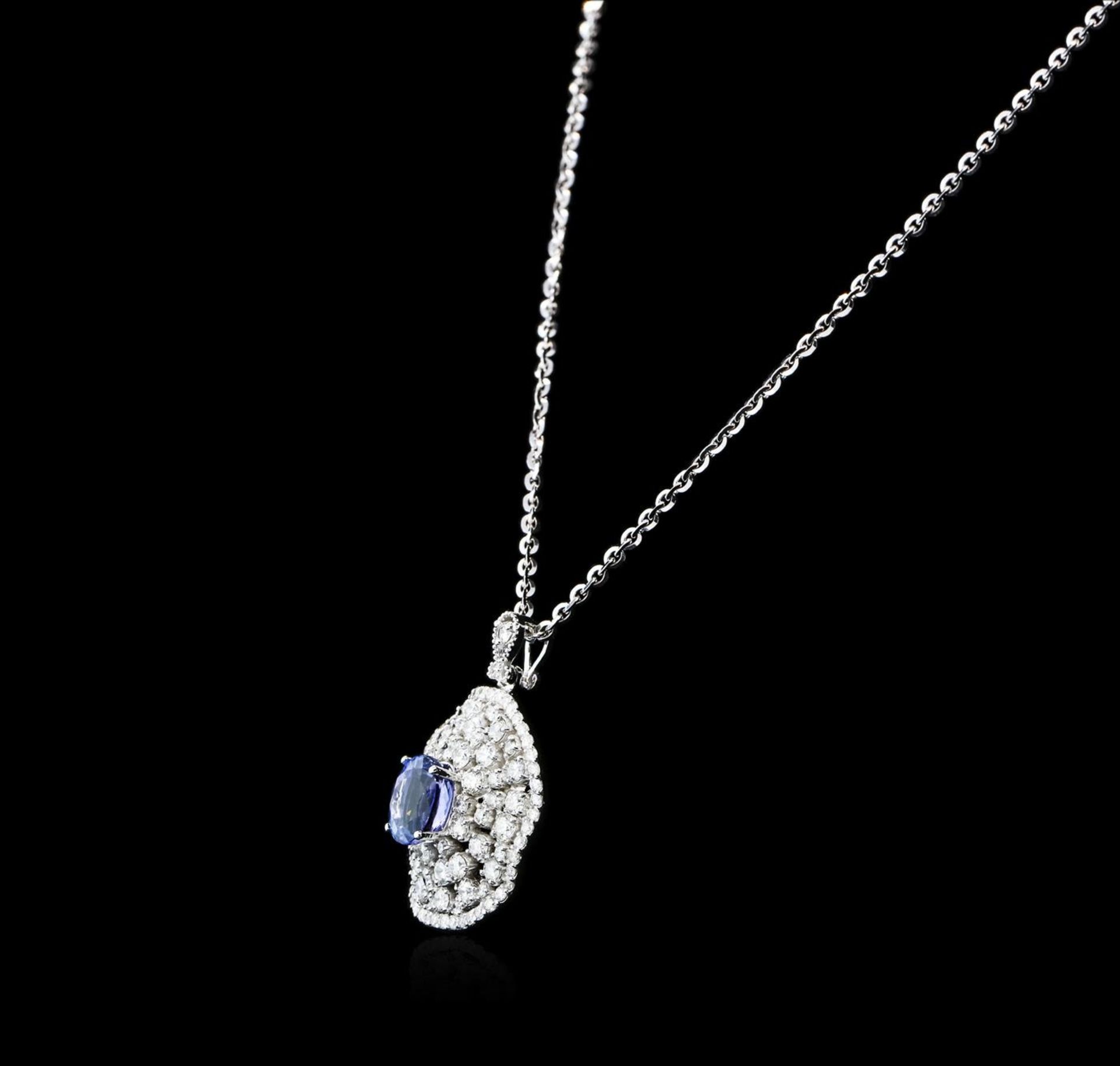 14KT White Gold 3.57 ctw Tanzanite and Diamond Pendant With Chain - Image 3 of 4