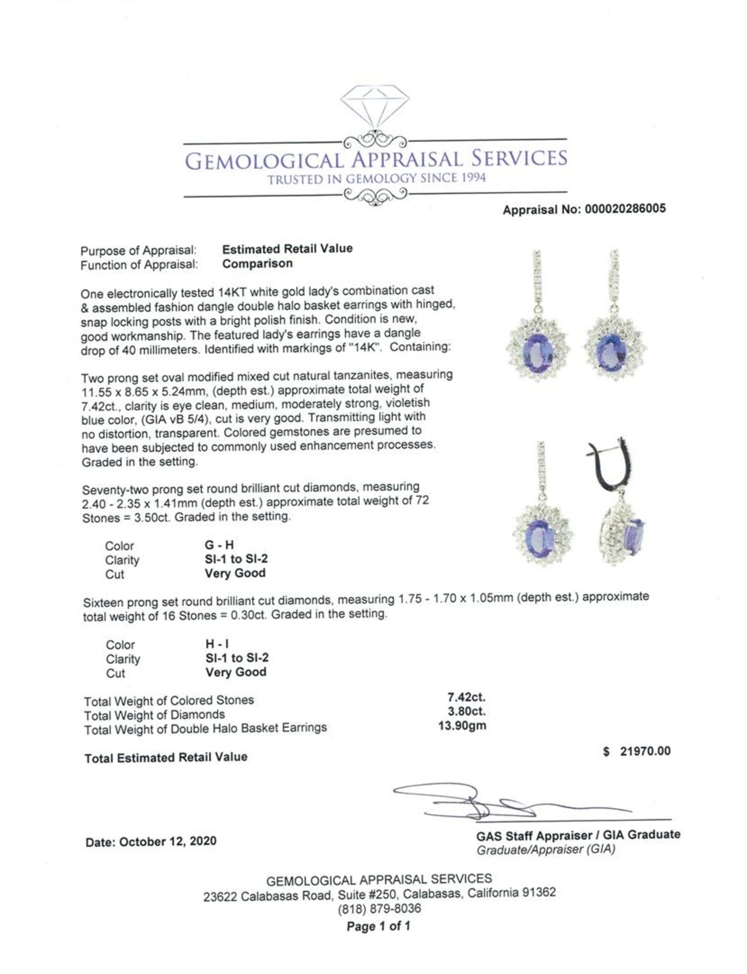 11.22 ctw Oval Mixed Tanzanites And Round Brilliant Cut Diamond Double Halo Bask - Image 3 of 3