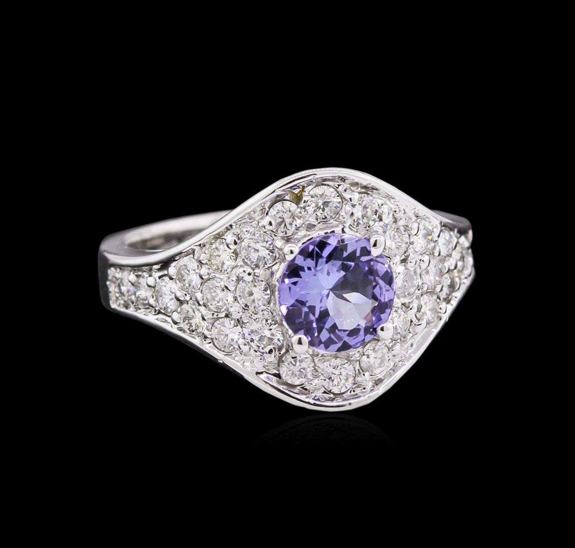 0.90 ctw Tanzanite and Diamond Ring - 14KT White Gold