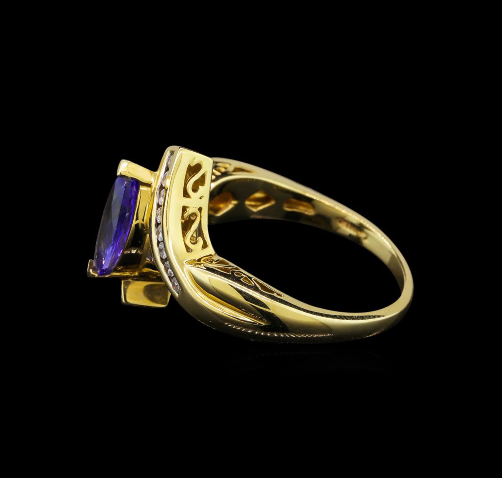 14KT Yellow Gold 0.99 ctw Tanzanite and Diamond Ring - Image 3 of 5