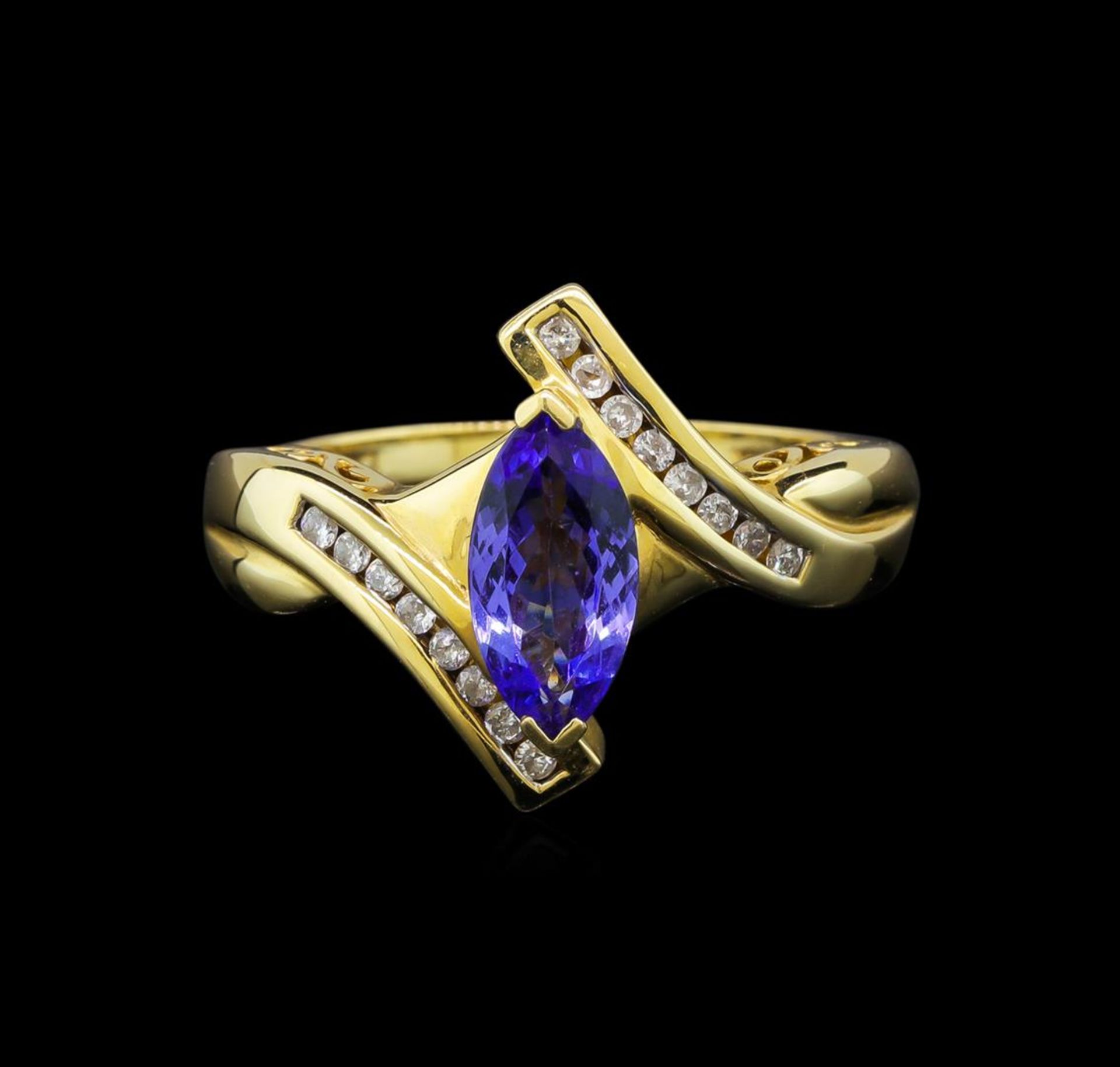 14KT Yellow Gold 0.99 ctw Tanzanite and Diamond Ring - Image 2 of 5