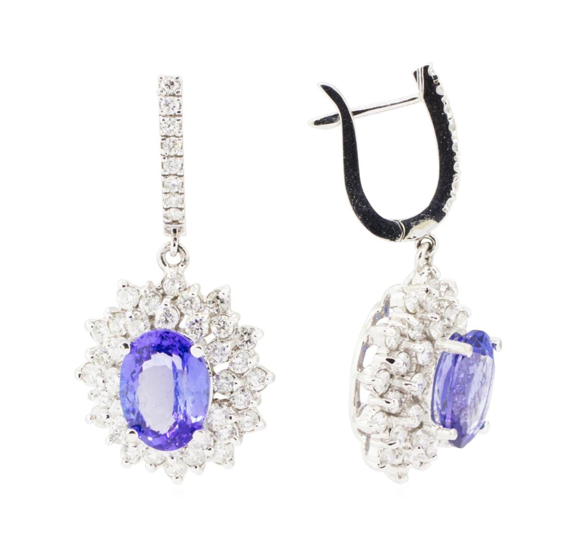 11.22 ctw Oval Mixed Tanzanites And Round Brilliant Cut Diamond Double Halo Bask - Image 2 of 3