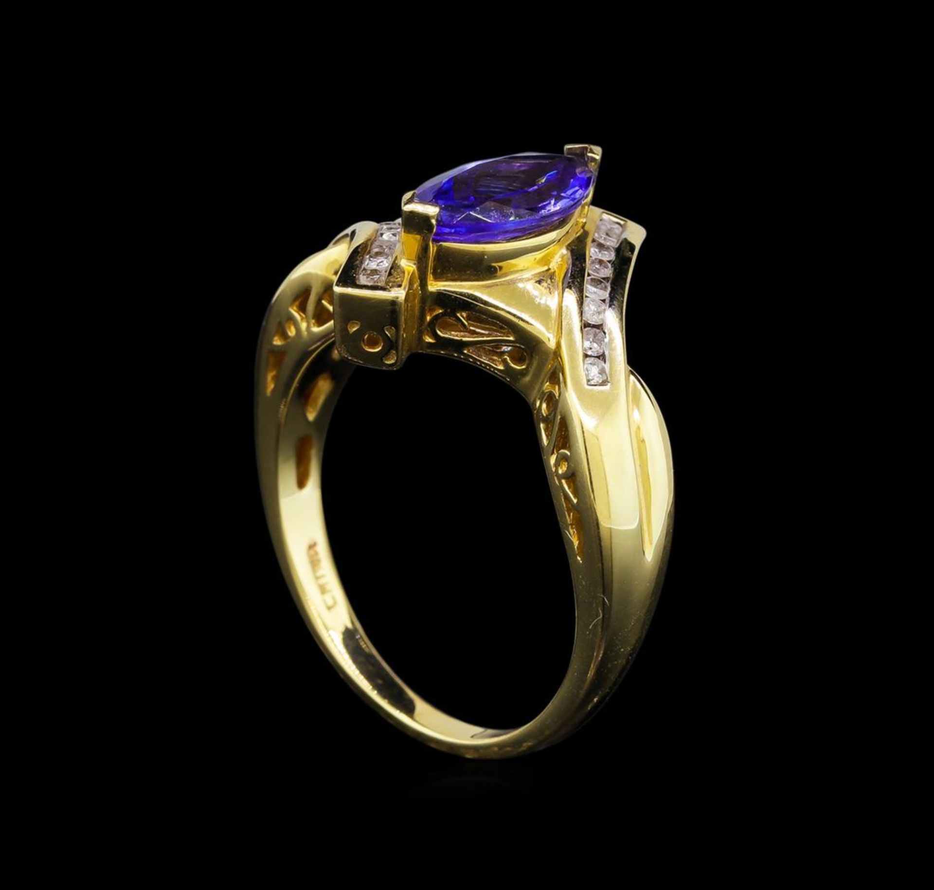 14KT Yellow Gold 0.99 ctw Tanzanite and Diamond Ring - Image 4 of 5