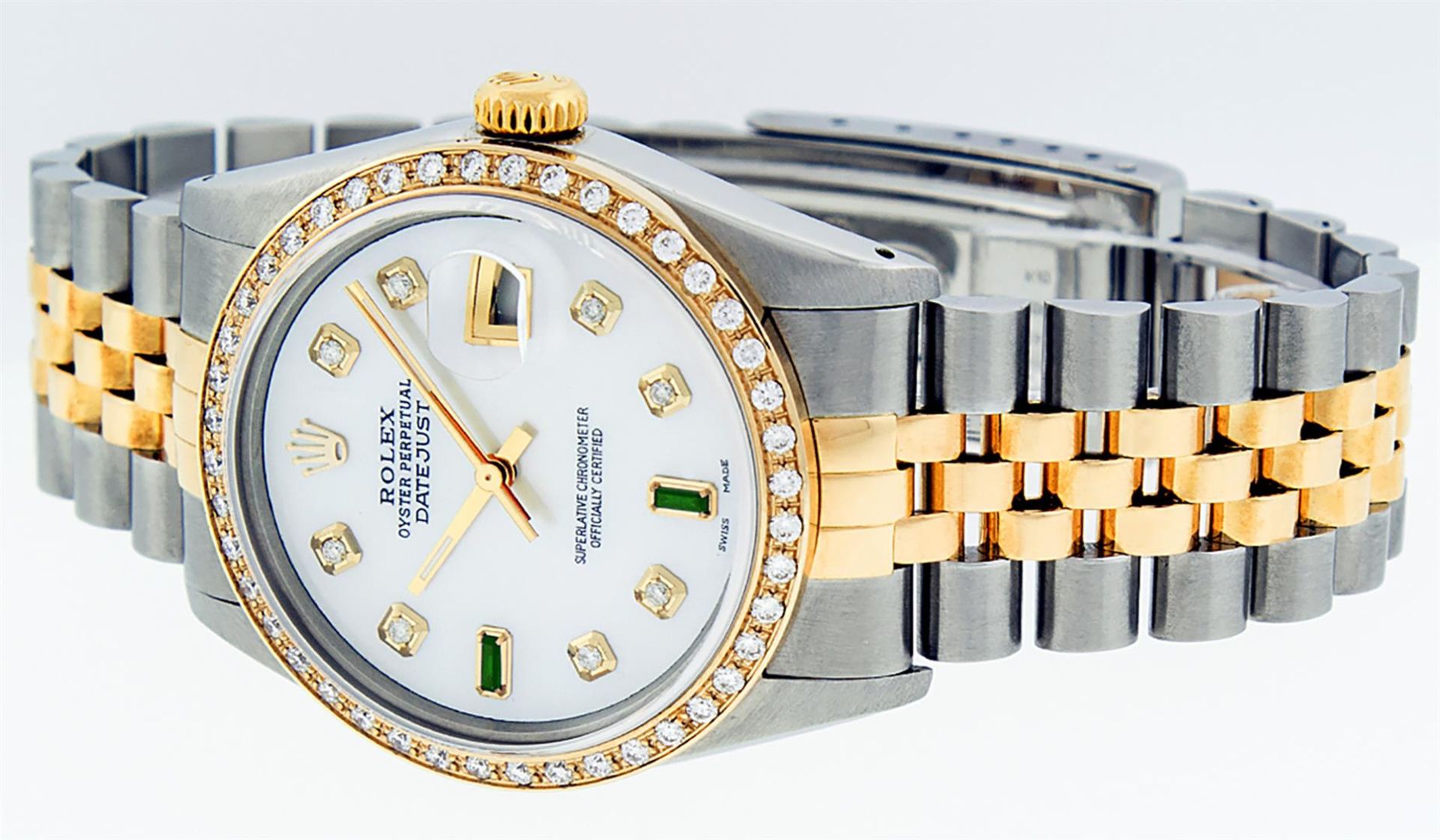 Rolex Mens 2 Tone Mother Of Pearl Diamond Oyster Perpetual Datejust 36MM - Image 4 of 9