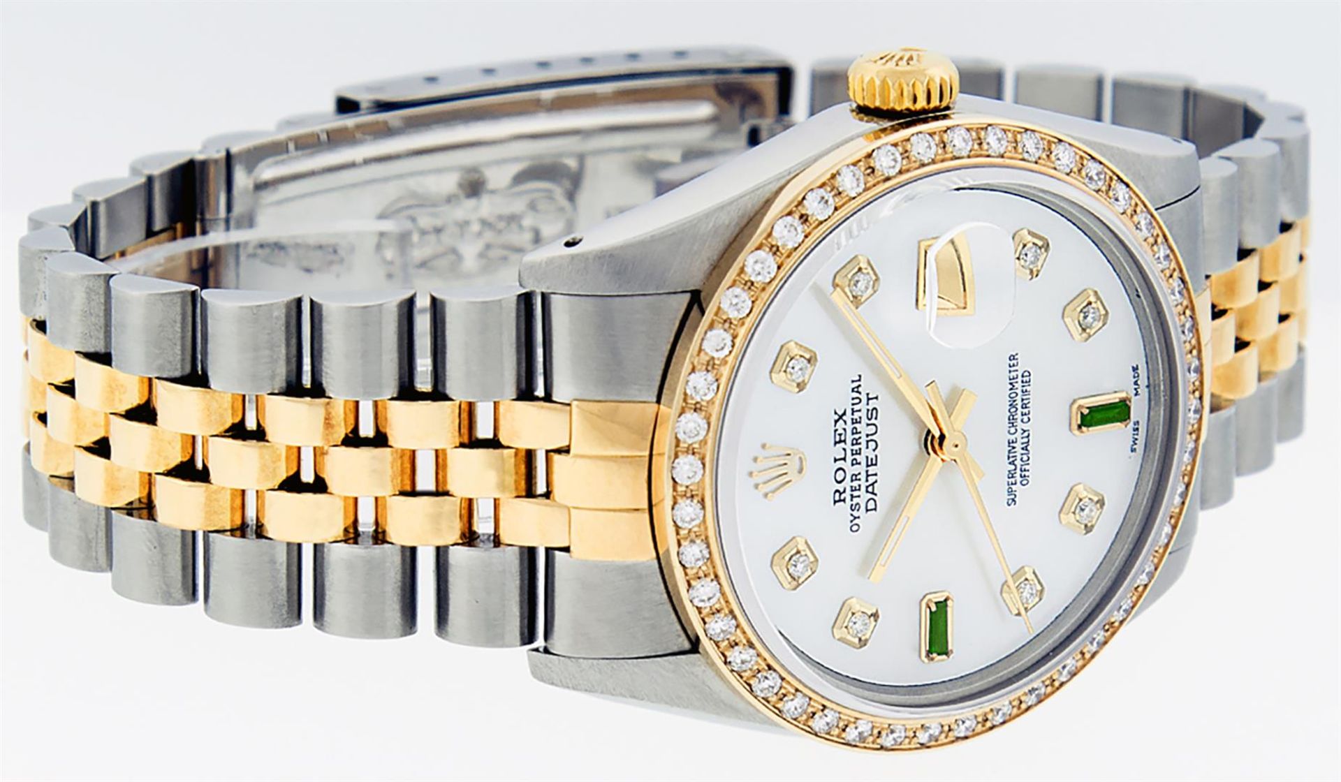 Rolex Mens 2 Tone Mother Of Pearl Diamond Oyster Perpetual Datejust 36MM - Image 9 of 9