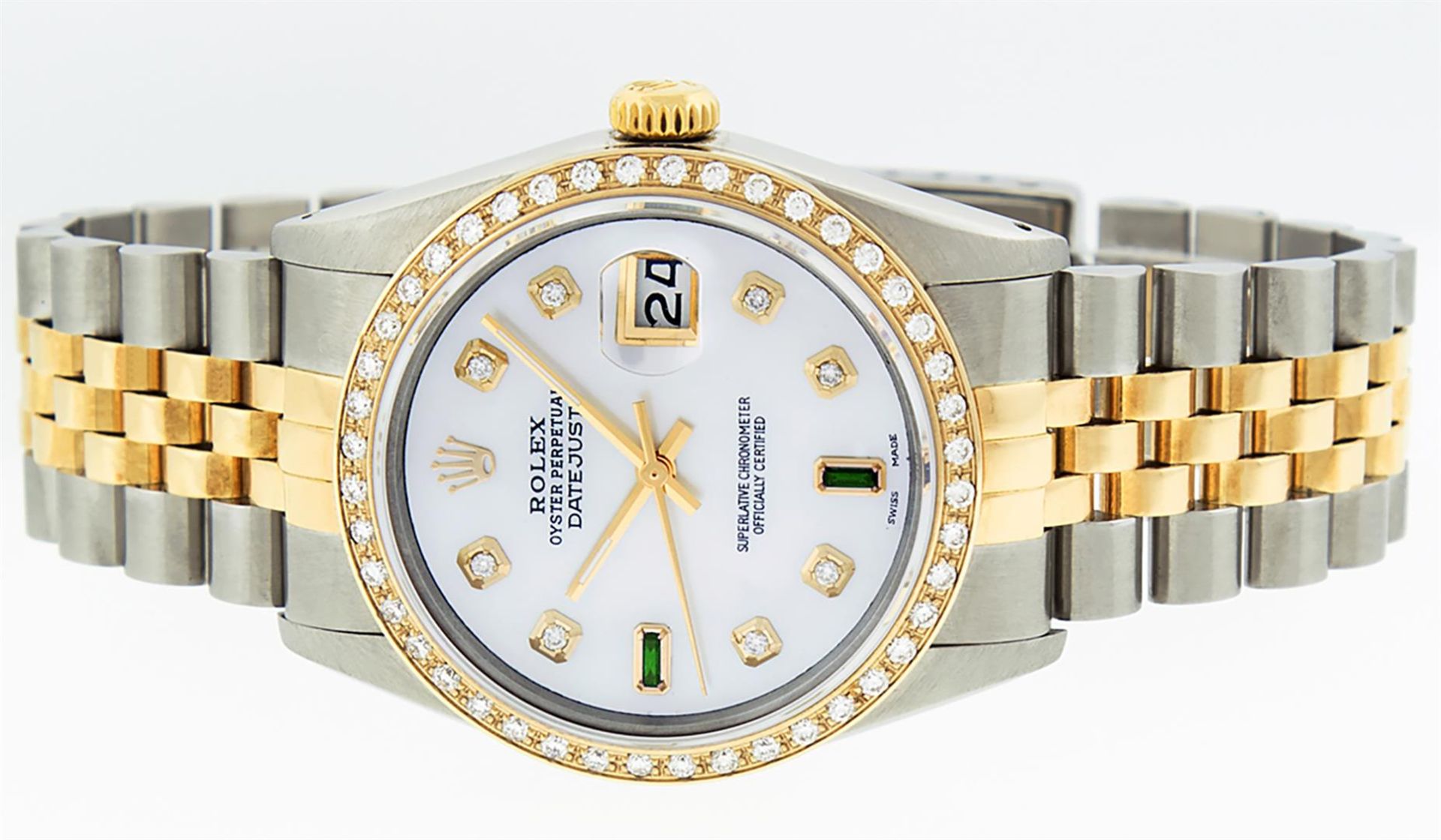 Rolex Mens 2 Tone Mother Of Pearl Diamond Oyster Perpetual Datejust 36MM - Image 5 of 9